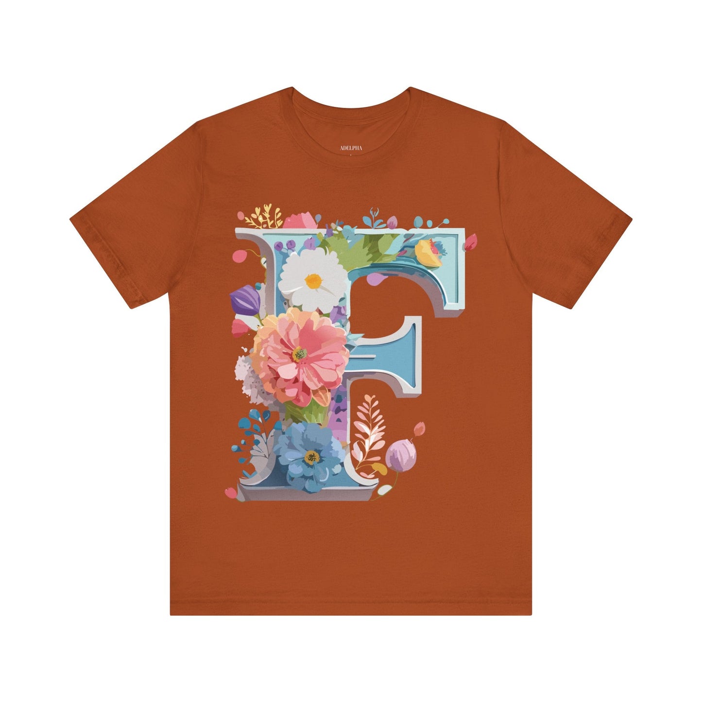 Letter F Shirt Graphic Tee Unisex Adelpha Vintage Inspired Art Design Short Sleeve