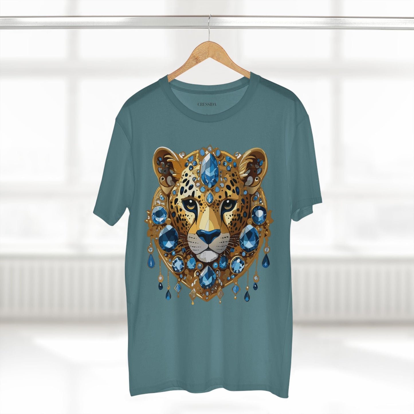 Cheetah Graphic Unisex 100 Cotton Tee With Unique Animal Golden Medallion Art Design 49