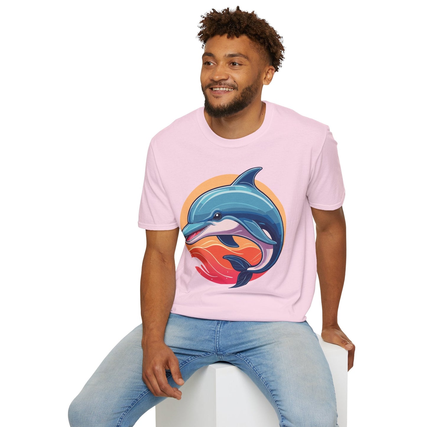 Unisex Dolphin Shirt Gildan Softstyle 64000 Tee 100 Percent Ring Spun Cotton Breathable Comfort