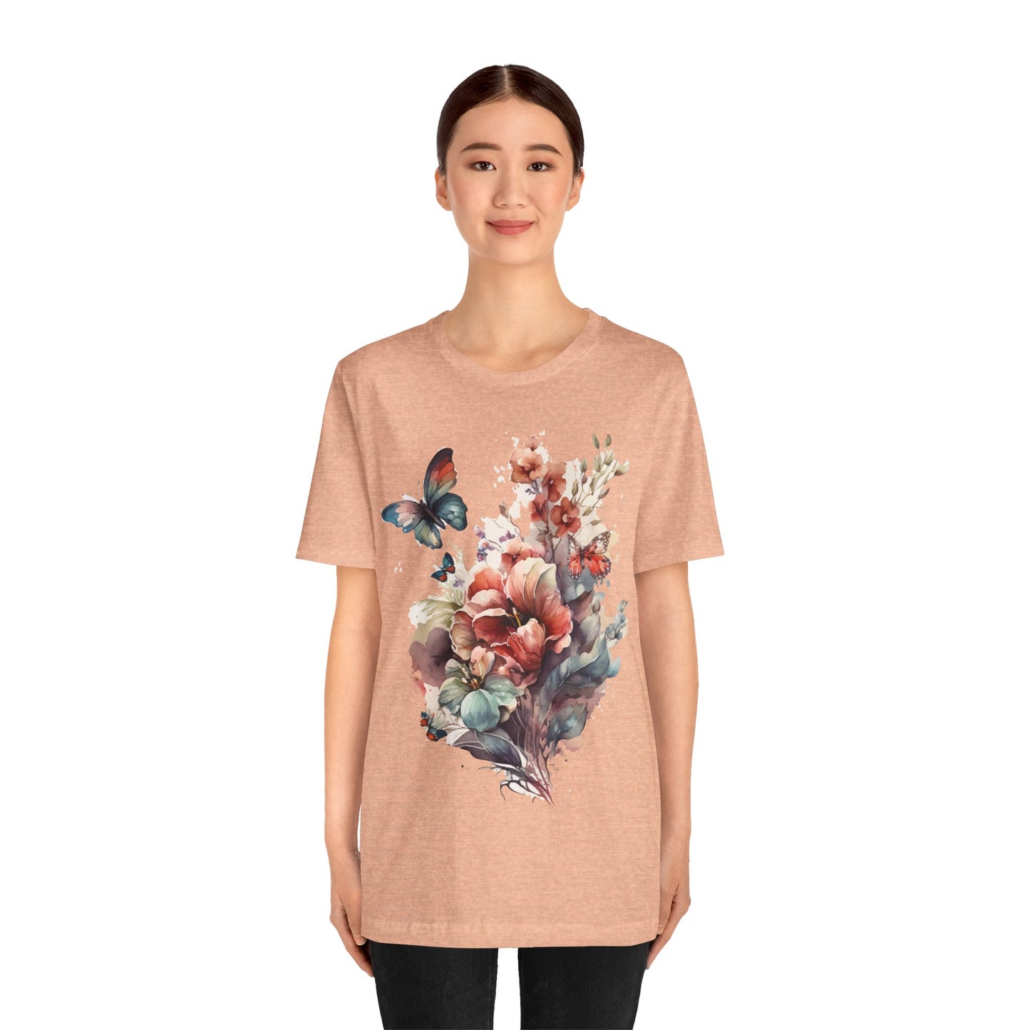 Cotton Tee Shirt with Butterfly Prints