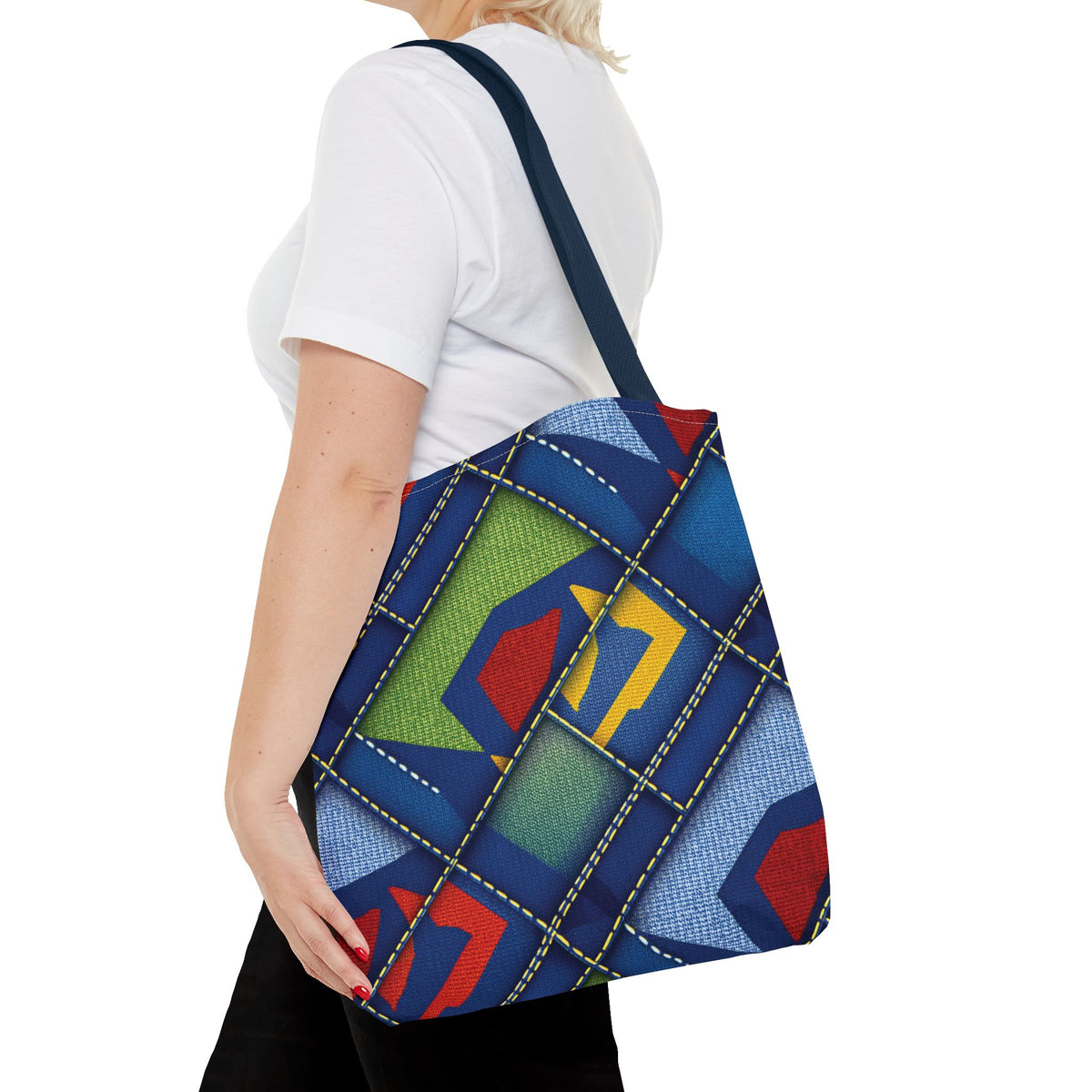 Denim Fabric Imitation Print Unisex Canvas Bag Poly Spun 3 Sizes Tote Bag 139