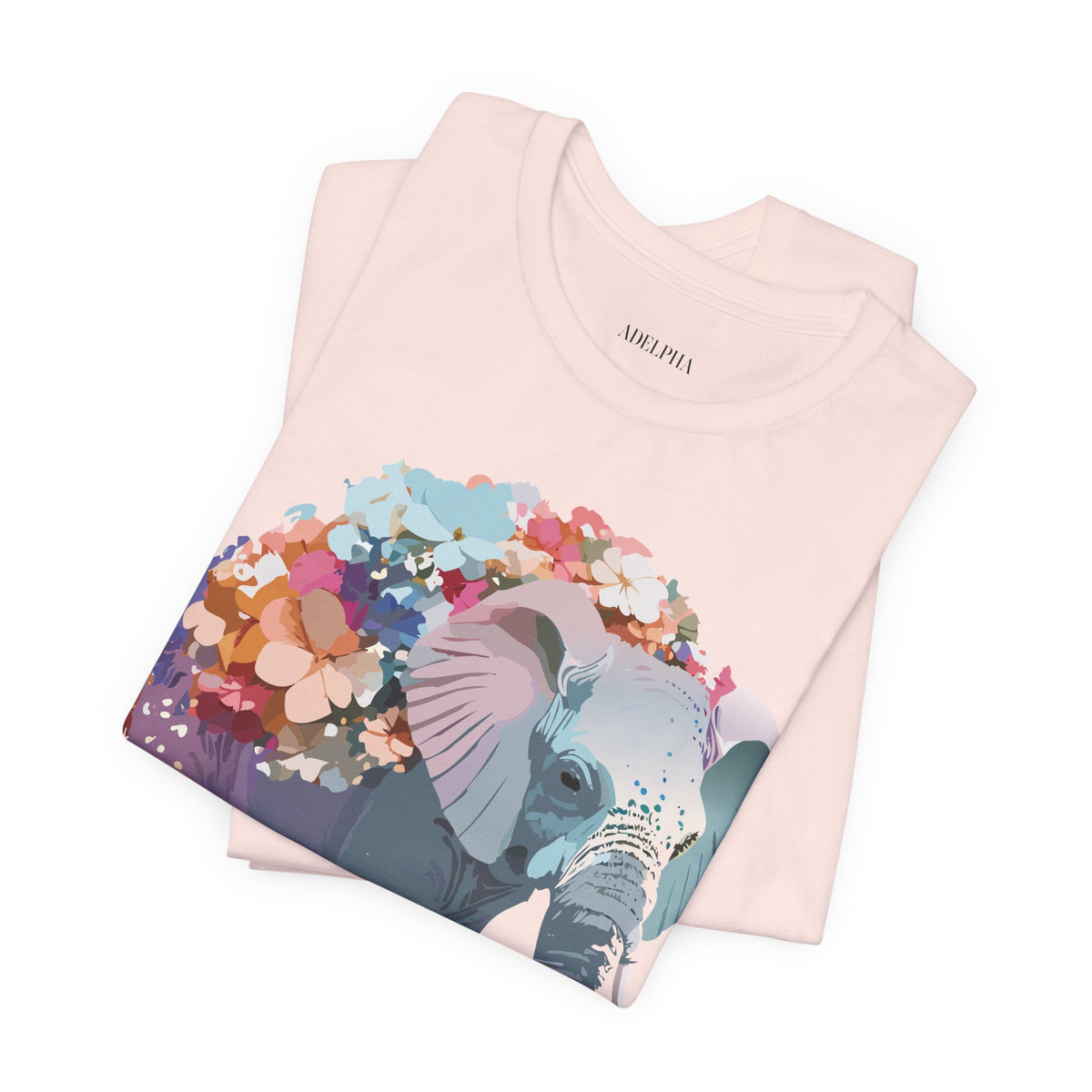 Elephant Graphic Unisex Cotton Bella+Canvas Tee with Art Animal Design e134
