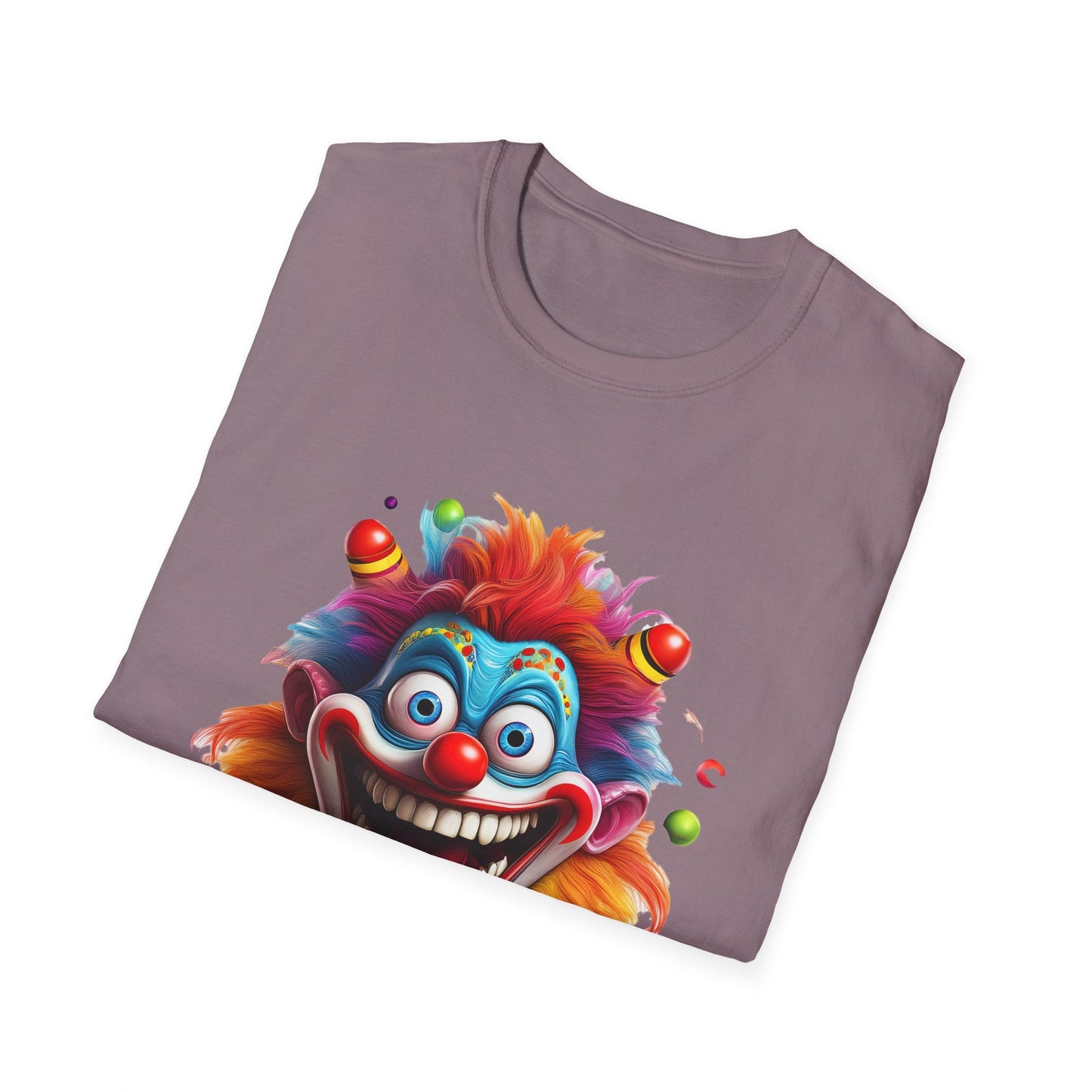 Clown Themed Unisex T Shirt Funny Man Circus Scary Man Tee Gildan Softstyle 64000 Cotton