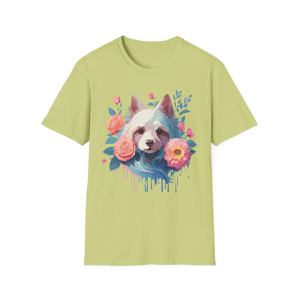 Watercolor Floral Dog Face T-Shirt | Floral Puppy Tee, Cute Pet Portrait Shirt