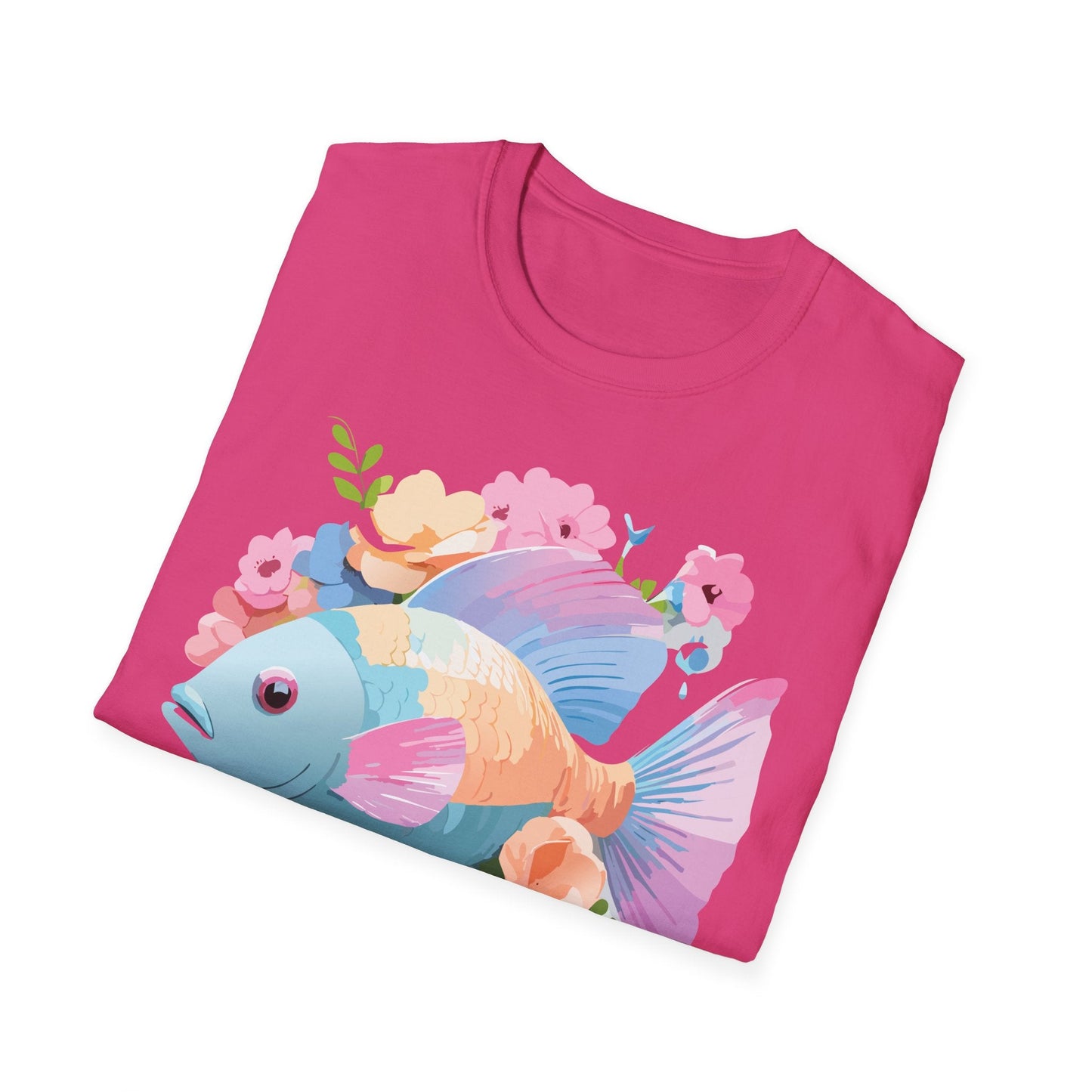 Fish Art Design Graphic Tee Unisex Short Sleeve T Shirt With Fish Artwork Premium Cotton