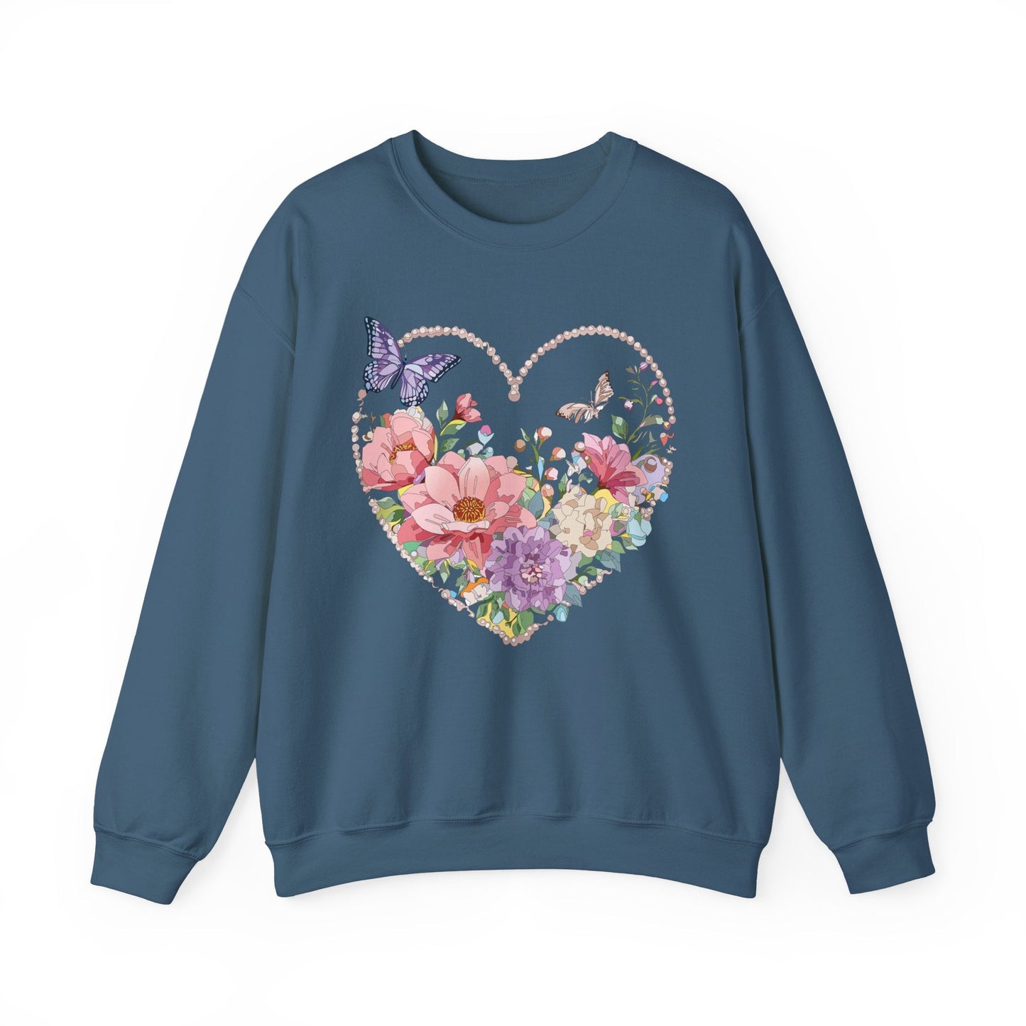 Floral Heart Sweatshirt Unisex Floral Love Crewneck Heavy Blend Gift For Valentine Day Cold Weather