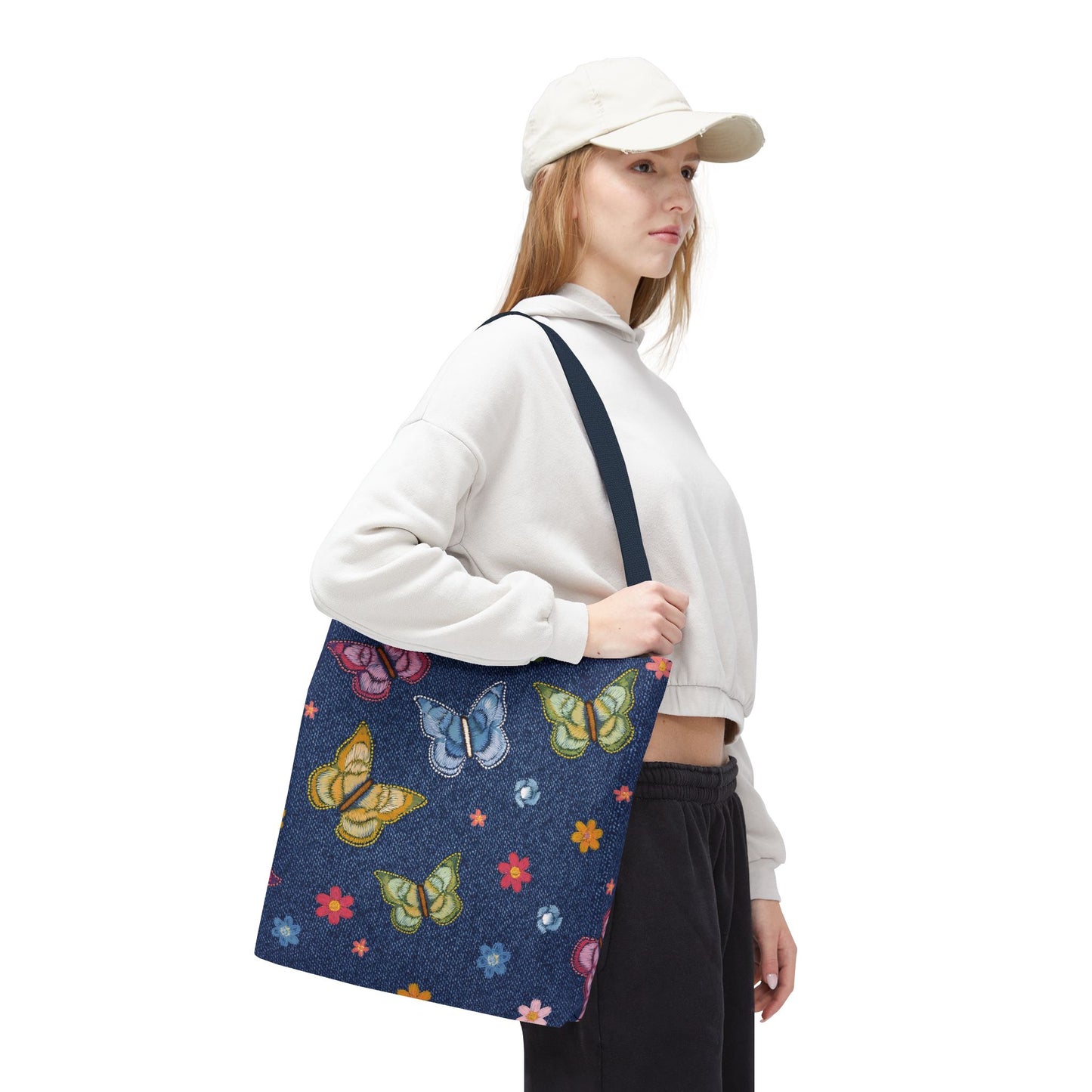 Denim Fabric Imitation Print Unisex Canvas Bag Poly Spun 3 Sizes Tote Bag 166