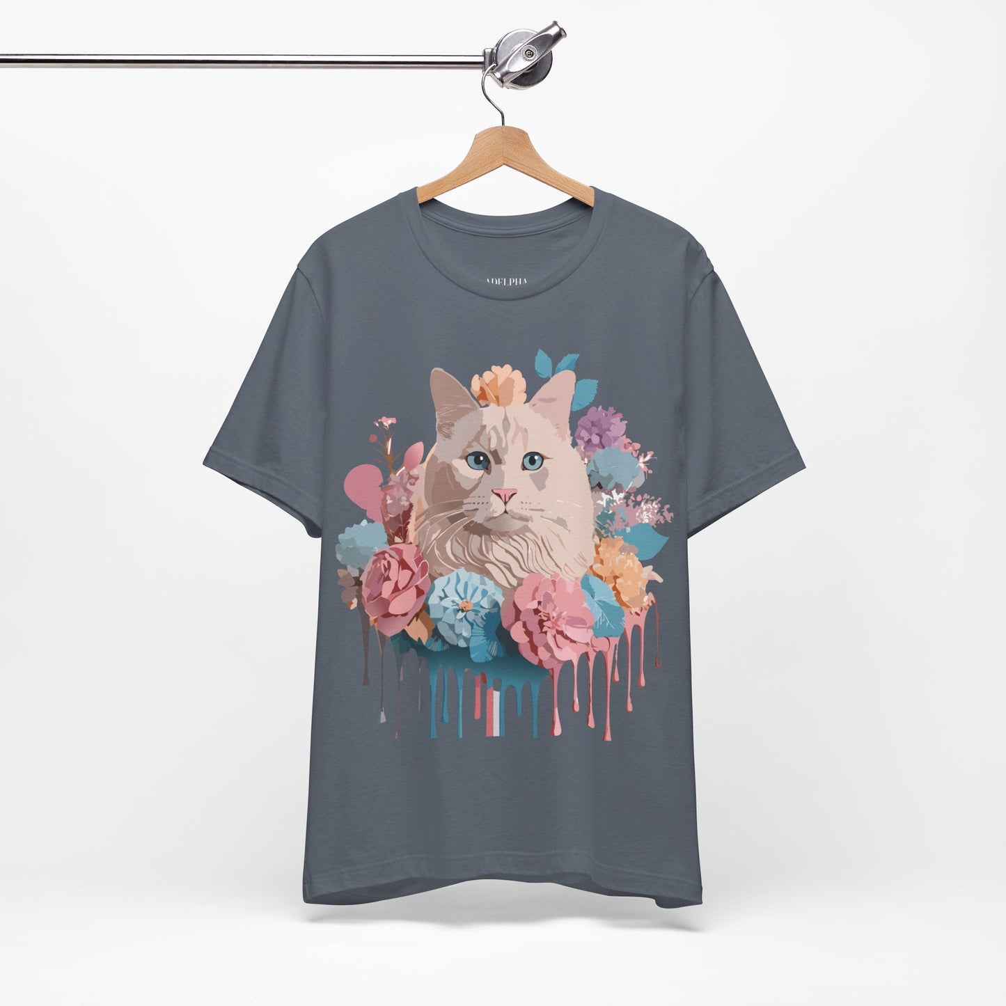 Cat Graphic Tee Unisex Short Sleeve Shirt By Adelpha Vintage Art Design