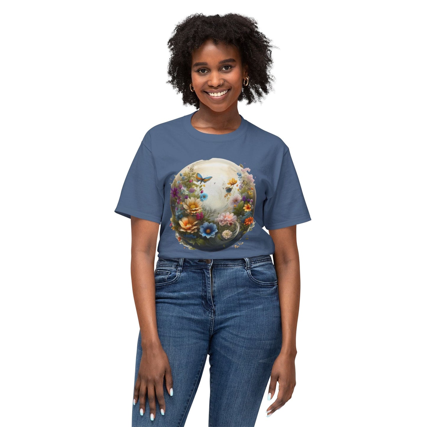 Unisex Floral T Shirt With Art Print HD Cotton Vintage Flowers Tee Shirt Soft Breathable Comfort