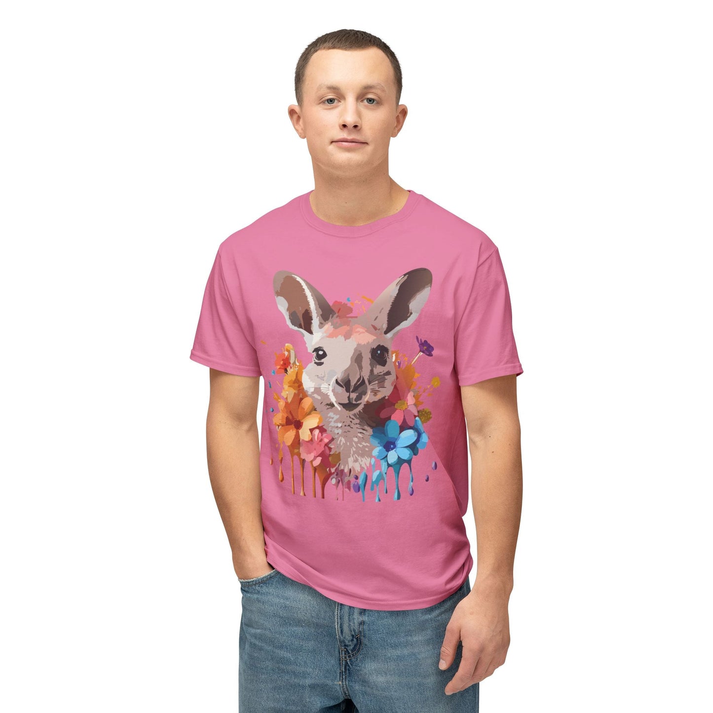 Unisex Kangaroo T Shirt HD Cotton Full Color Art Print Tee Made In USA 100 Percent Pre Shrunk