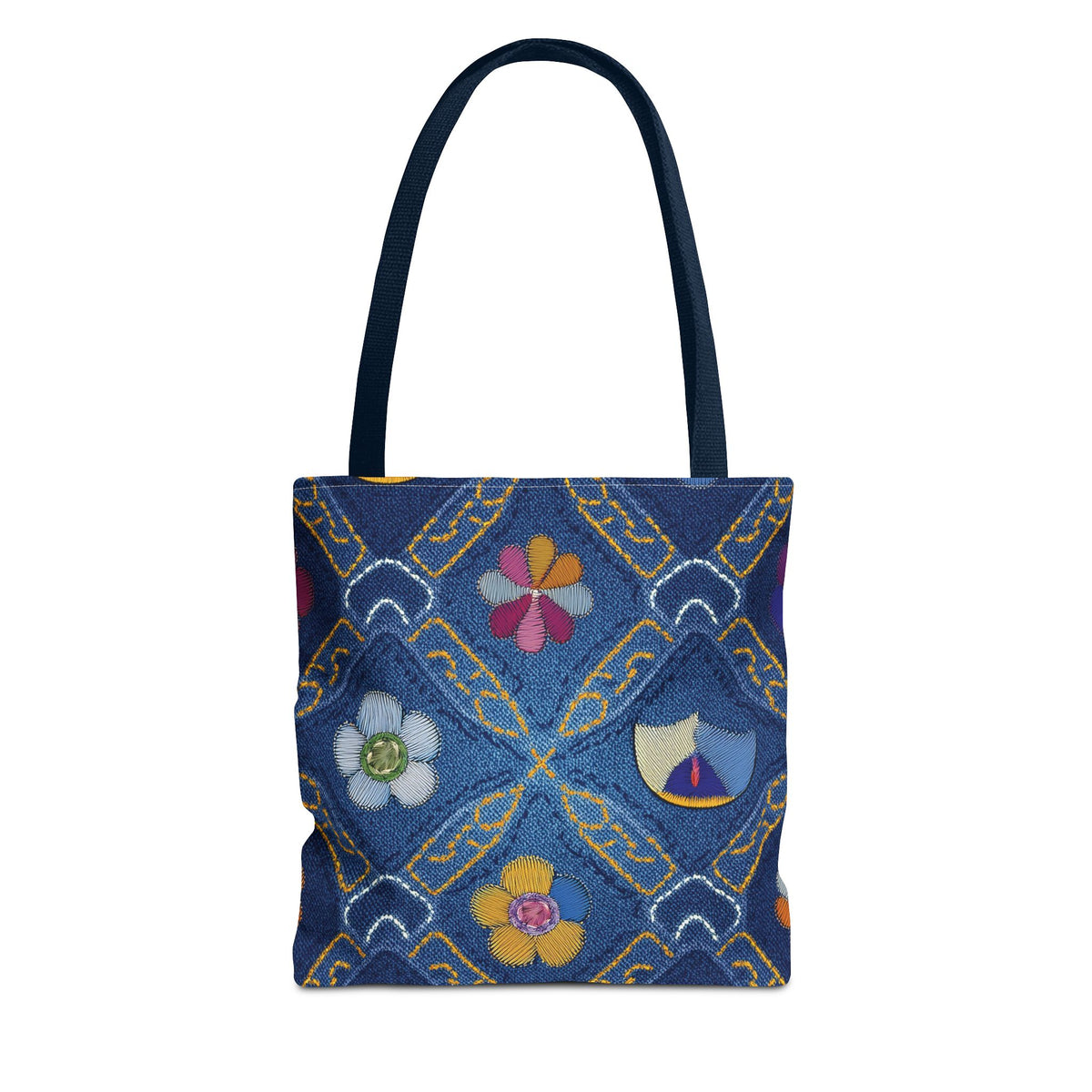 Denim Fabric Imitation Print Unisex Canvas Bag Poly Spun 3 Sizes Tote Bag 159-13