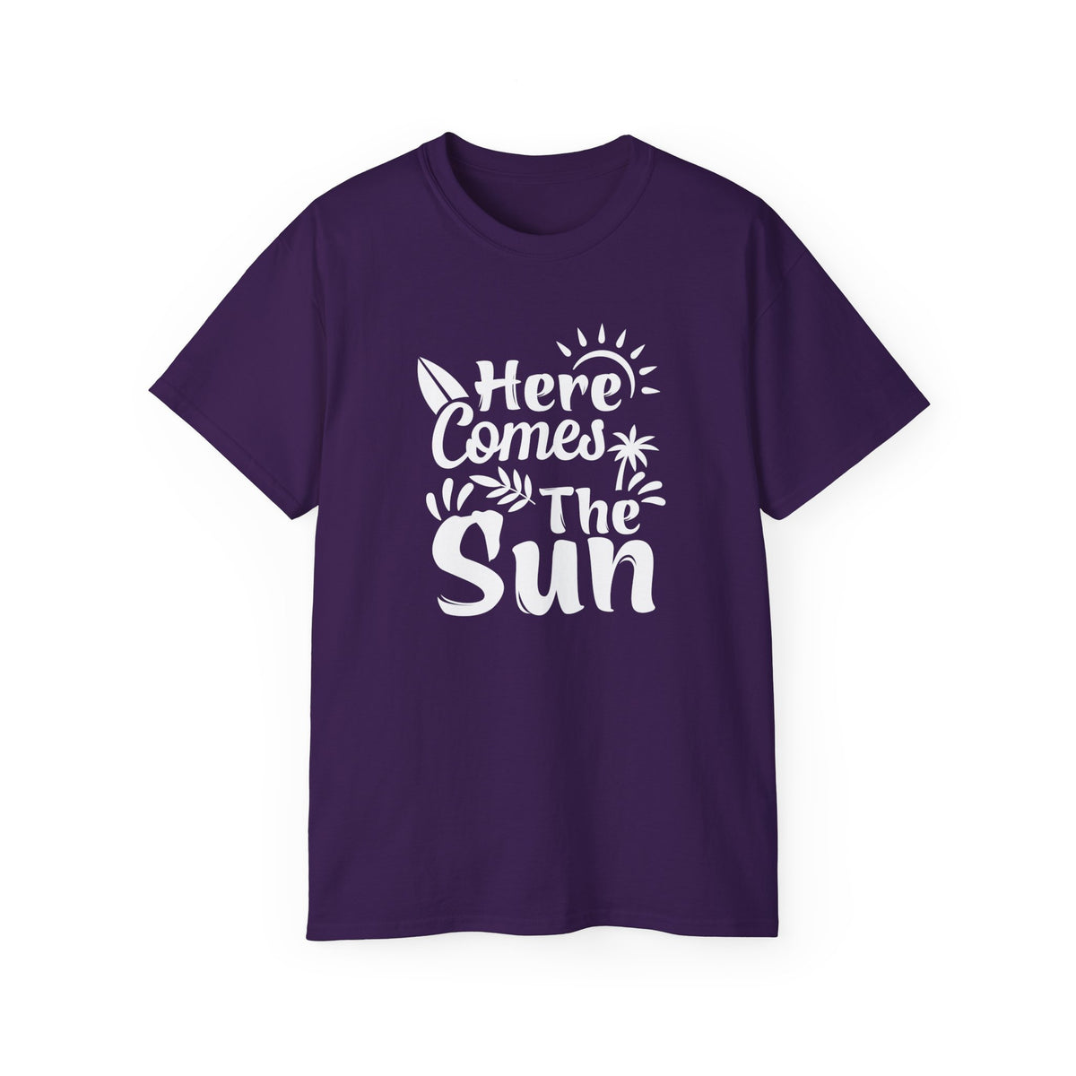 Here Comes The Sun T-Shirt | Surf Palm Tree Sunshine Graphic