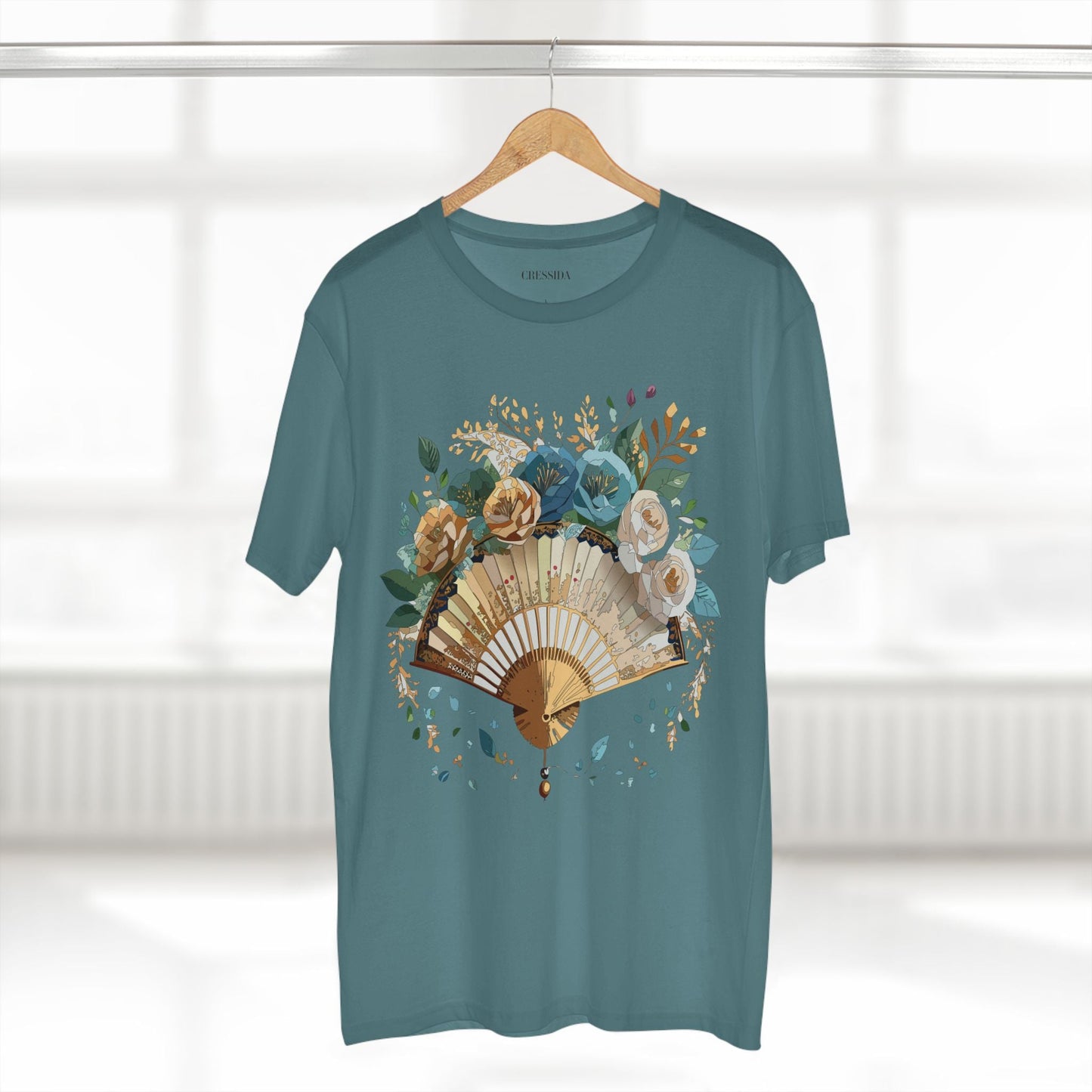 Antique Fan Graphic Design T-Shirt Unisex 100 Cotton Floral Carnival Artwork Tee 4