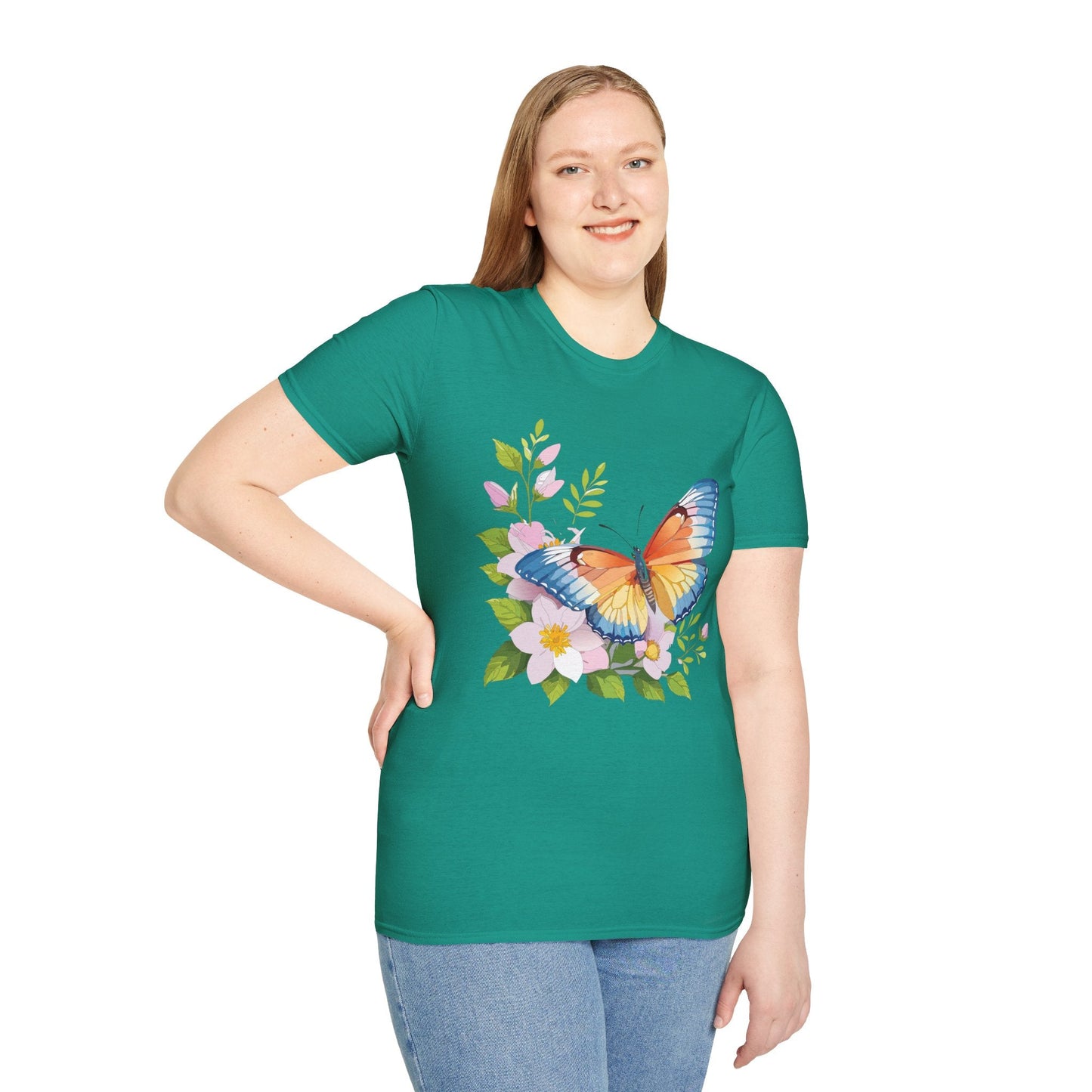Butterfly T Shirt Unisex Monarch Design Gildan Softstyle 64000 Ring Spun Cotton Tee