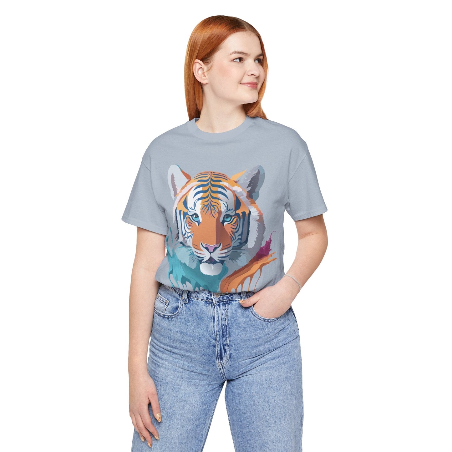 Tiger Graphic Tee Unisex Short Sleeve Shirt With Vintage Inspired Adelpha Artwork