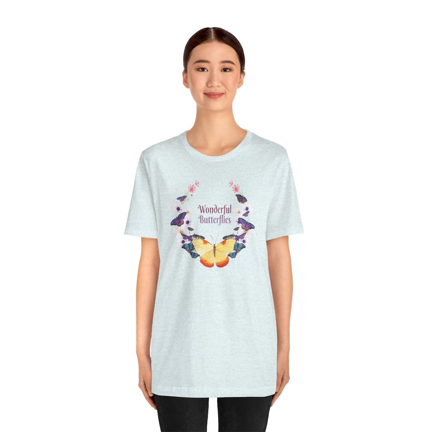 Cotton Tee Shirt with Butterfly Prints