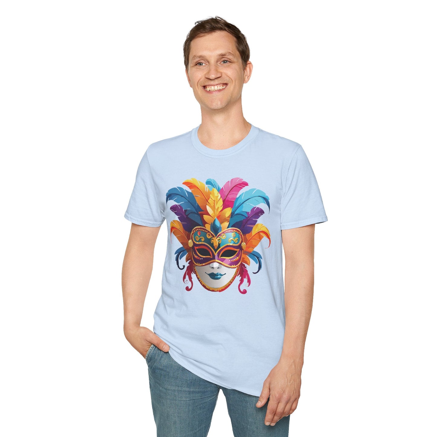Mask Tee Shirt Unisex Masquerade Design Gildan Softstyle 64000 100 Percent Cotton
