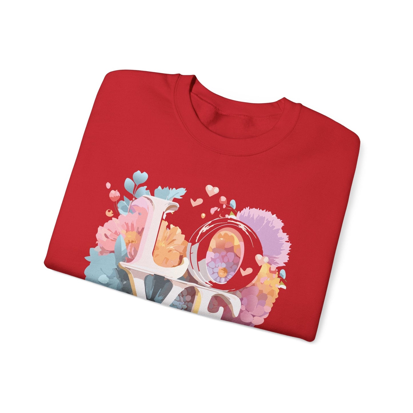 Floral Love Sweatshirt For Valentines Day Unisex Crewneck 50 50 Cotton Polyester Gildan 18000