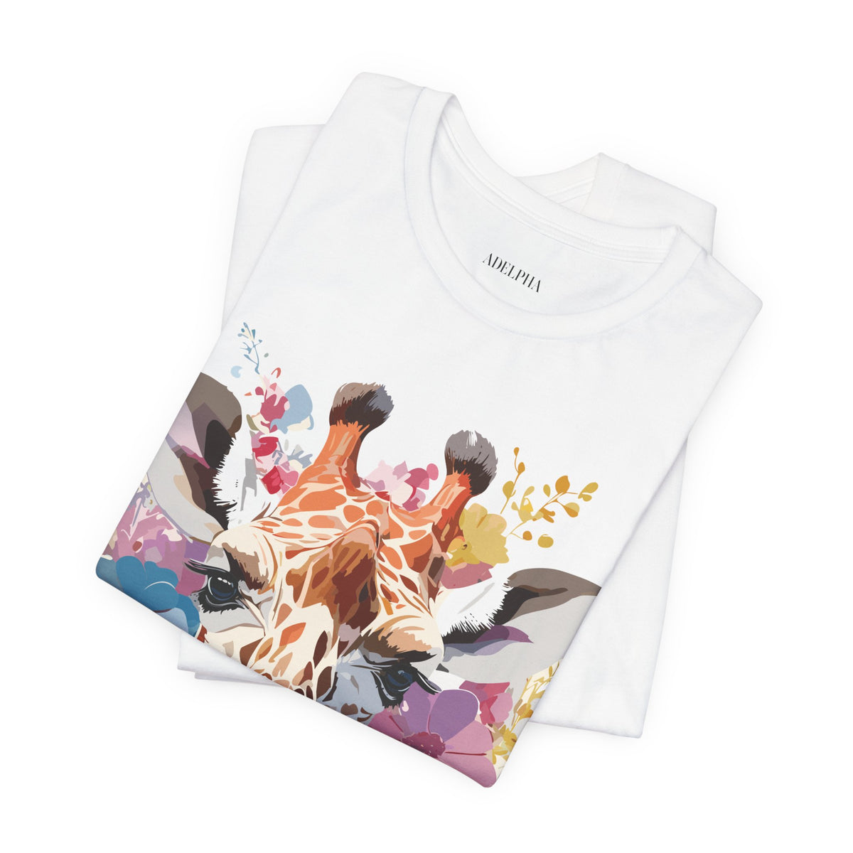 Giraffe Graphic Unisex Cotton Bella+Canvas Tee with Art Animal Design e18