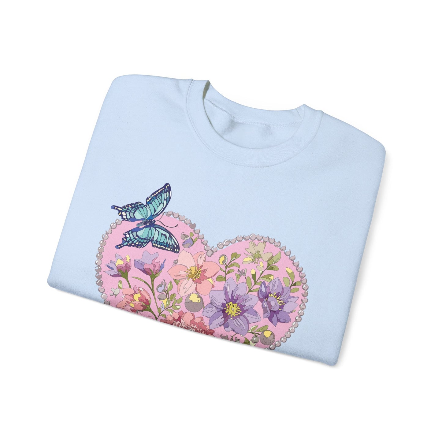 Floral Heart Sweatshirt Valentines Day Unisex Crewneck Cozy Comfort For Cold Weather