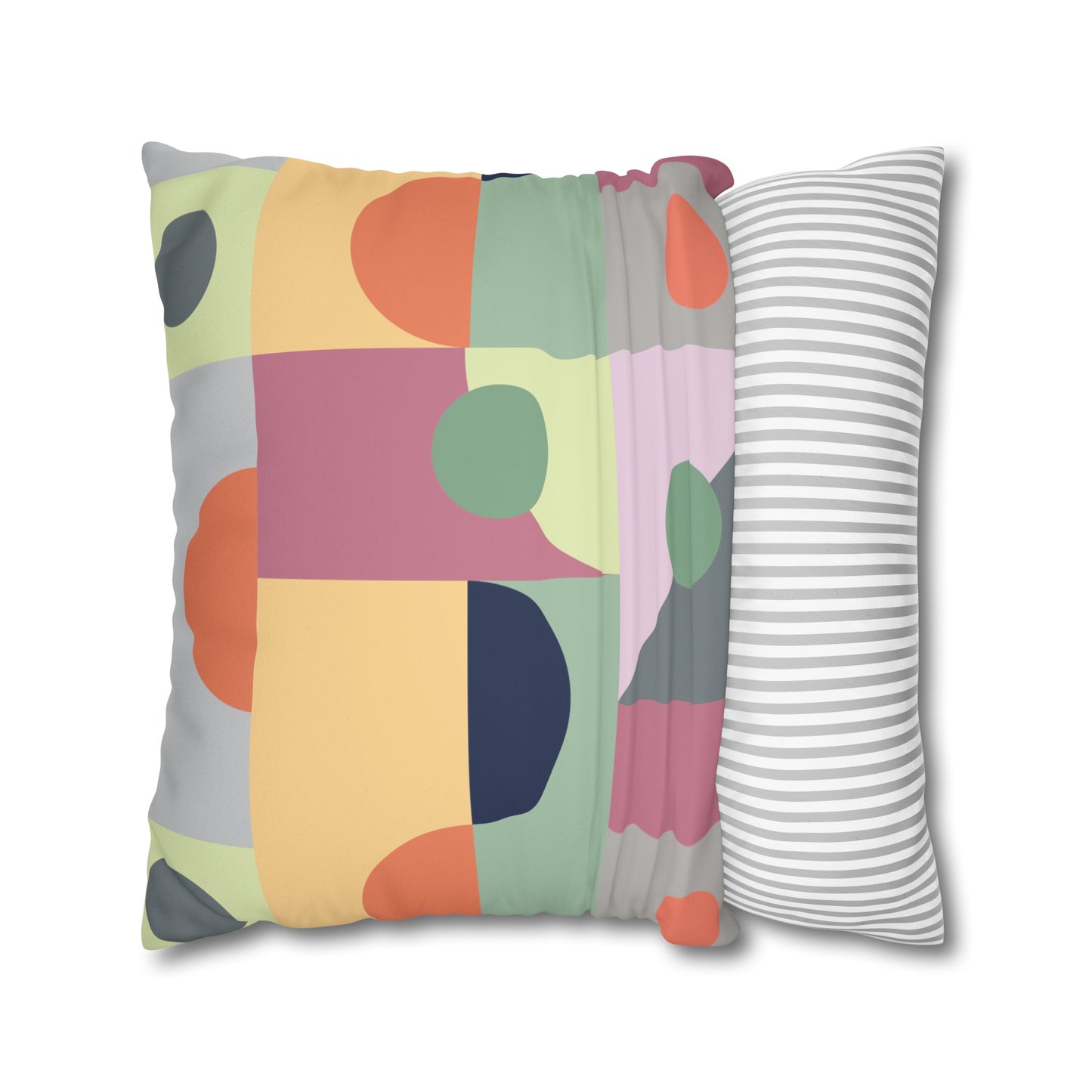 Faux Suede Pillowcase with Abstract print