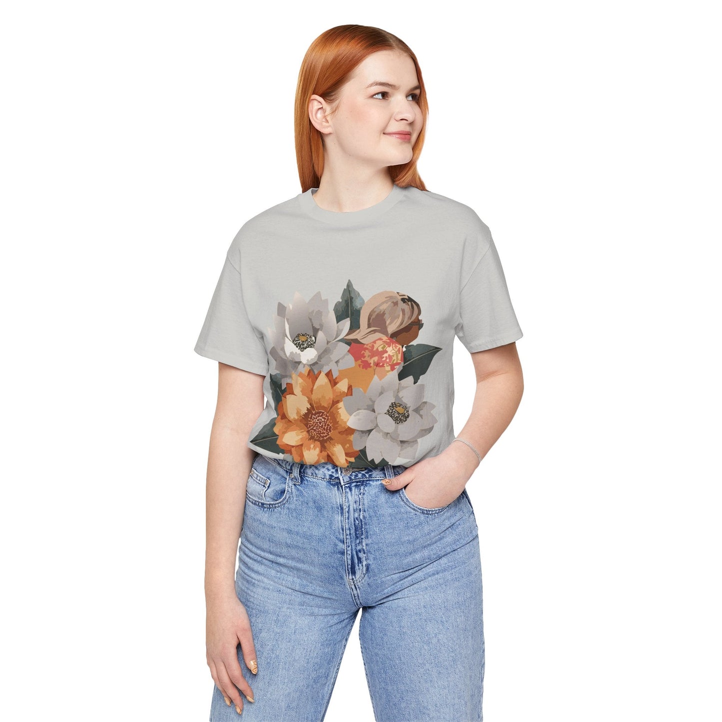 Retro2Nova Flowers Shirt Floral Shirt Unisex Floral Tee Lightweight Breathable Jersey