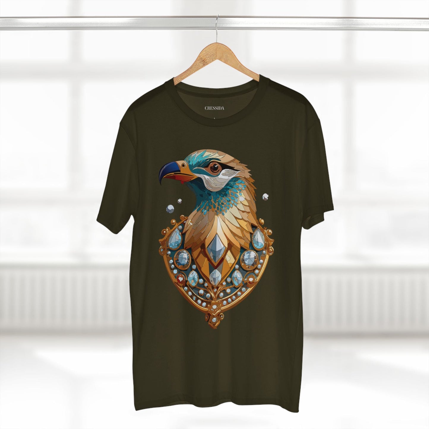 Bird Graphic Unisex 100 Cotton Tee With Unique Animal Golden Medallion Art Design 21