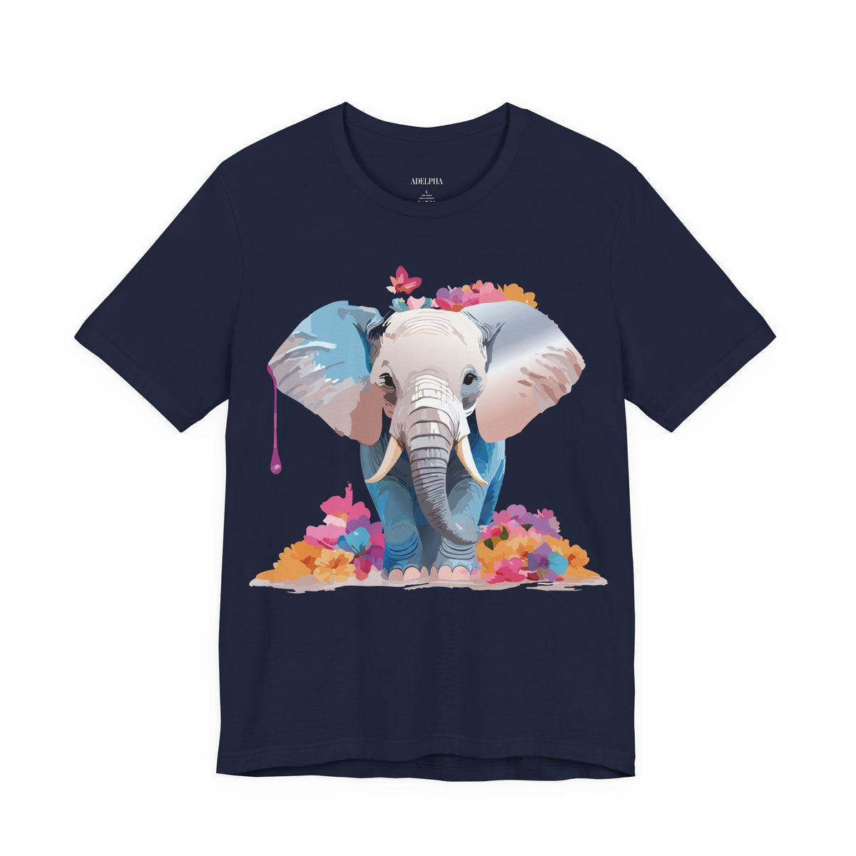Elephant Graphic Unisex Cotton Bella+Canvas Tee with Art Animal Design e128