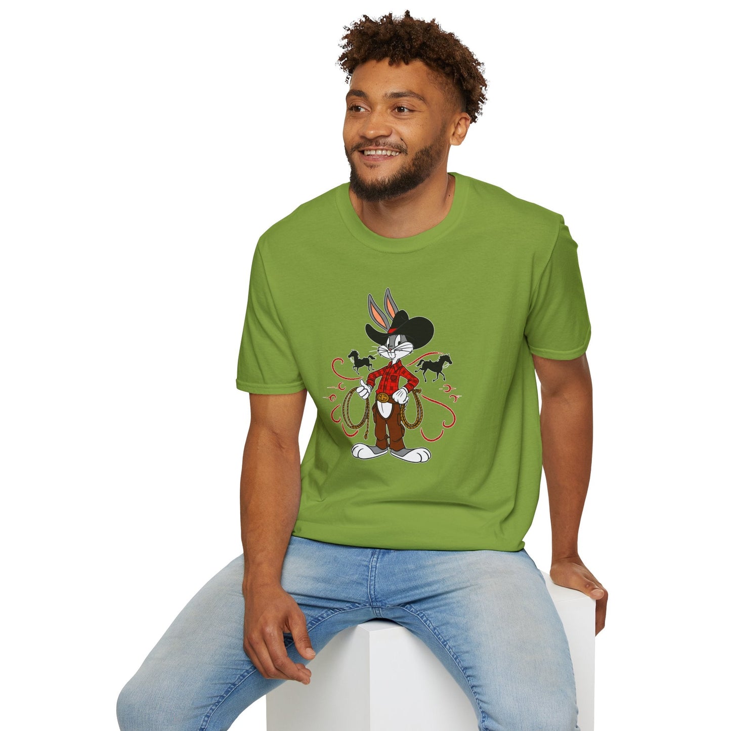 Cartoon Bunny Graphic Unisex Cotton Animal Animation Artwork Design Tee 4