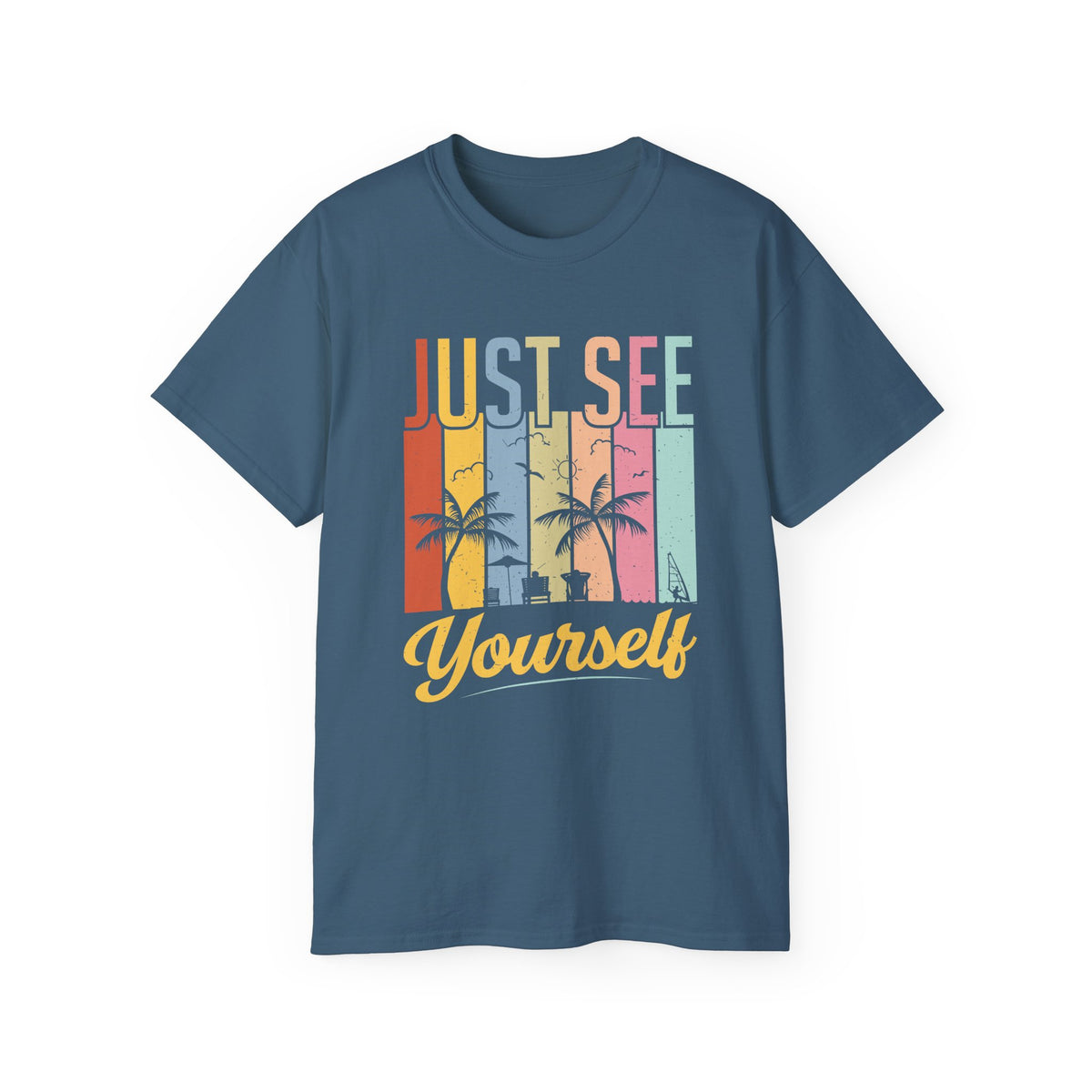 Just See Yourself T-Shirt | Retro Sunset Palm Trees Tee