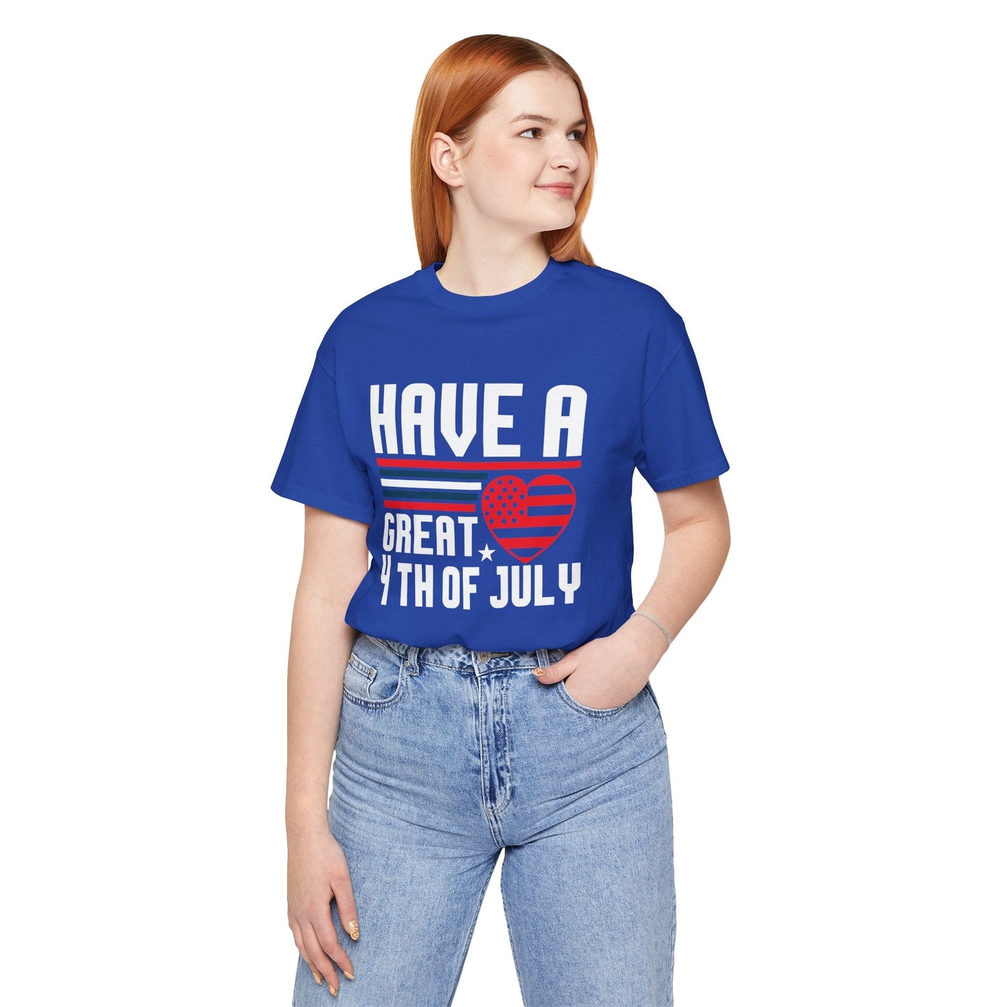 4th of July American Flag Graphic Unisex Cotton T-Shirt 020