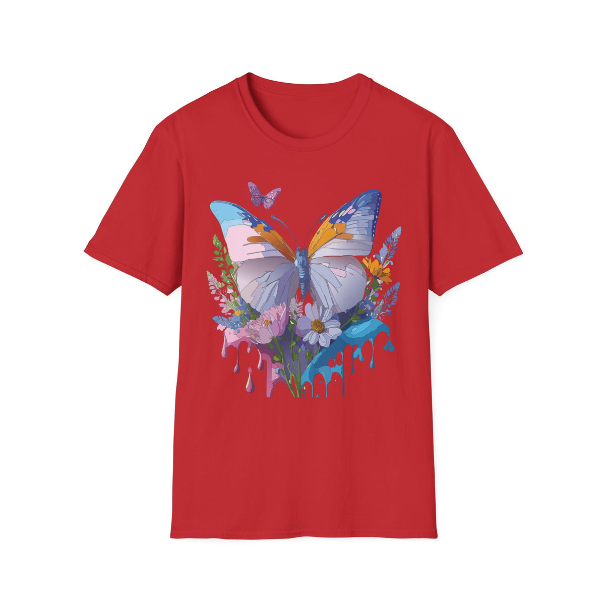 Butterfly Splash T-Shirt — Colorful Floral Drip Graphic Tee Unisex 100 Cotton Gildan T-Shirt