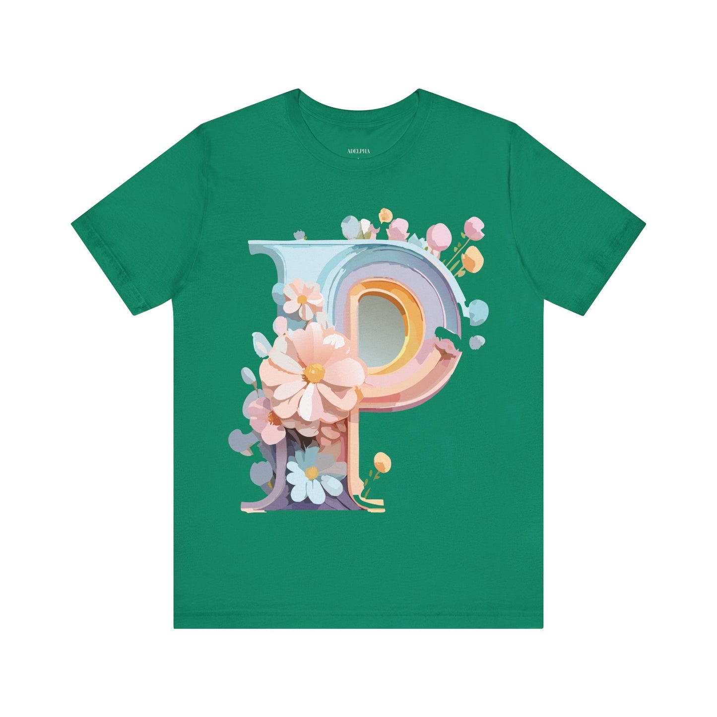 Letter P Shirt Graphic Tee Unisex Short Sleeve Vintage Inspired Art From Adelpha