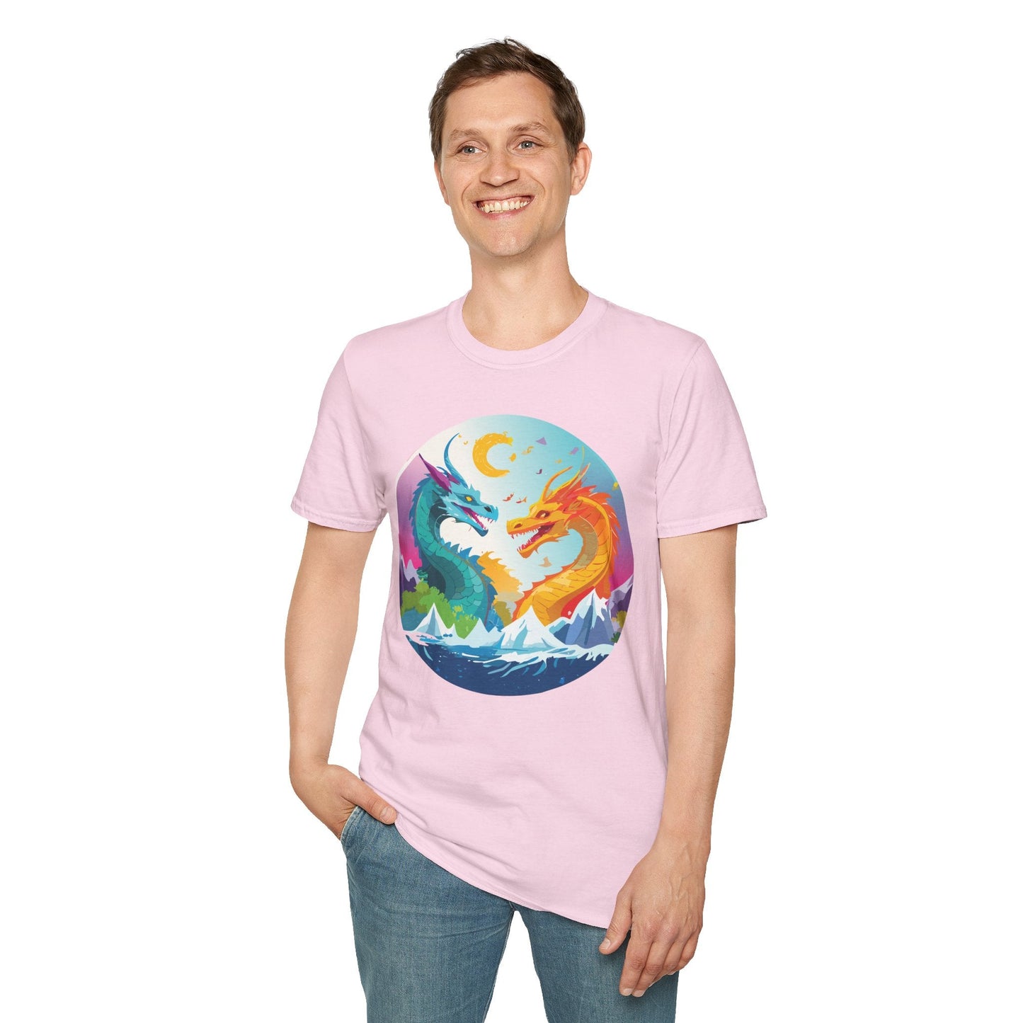 Dragon Graphic Unisex Cotton Softstyle Art Design Tee With Animals 29