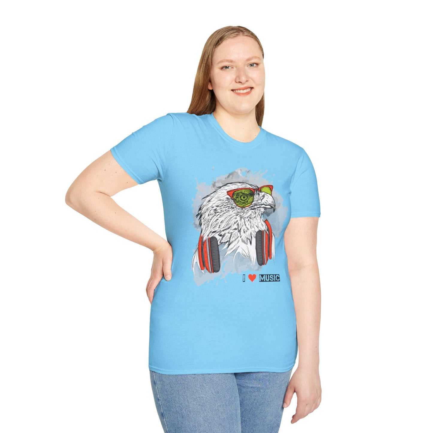 I Love Music Animals Shirt With Headphones Unisex Gildan Softstyle 64000 Tee Premium