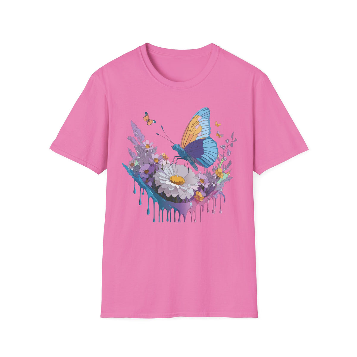 Butterfly and Wildflower Floral Graphic Tee Unisex 100 Cotton Gildan T-Shirt