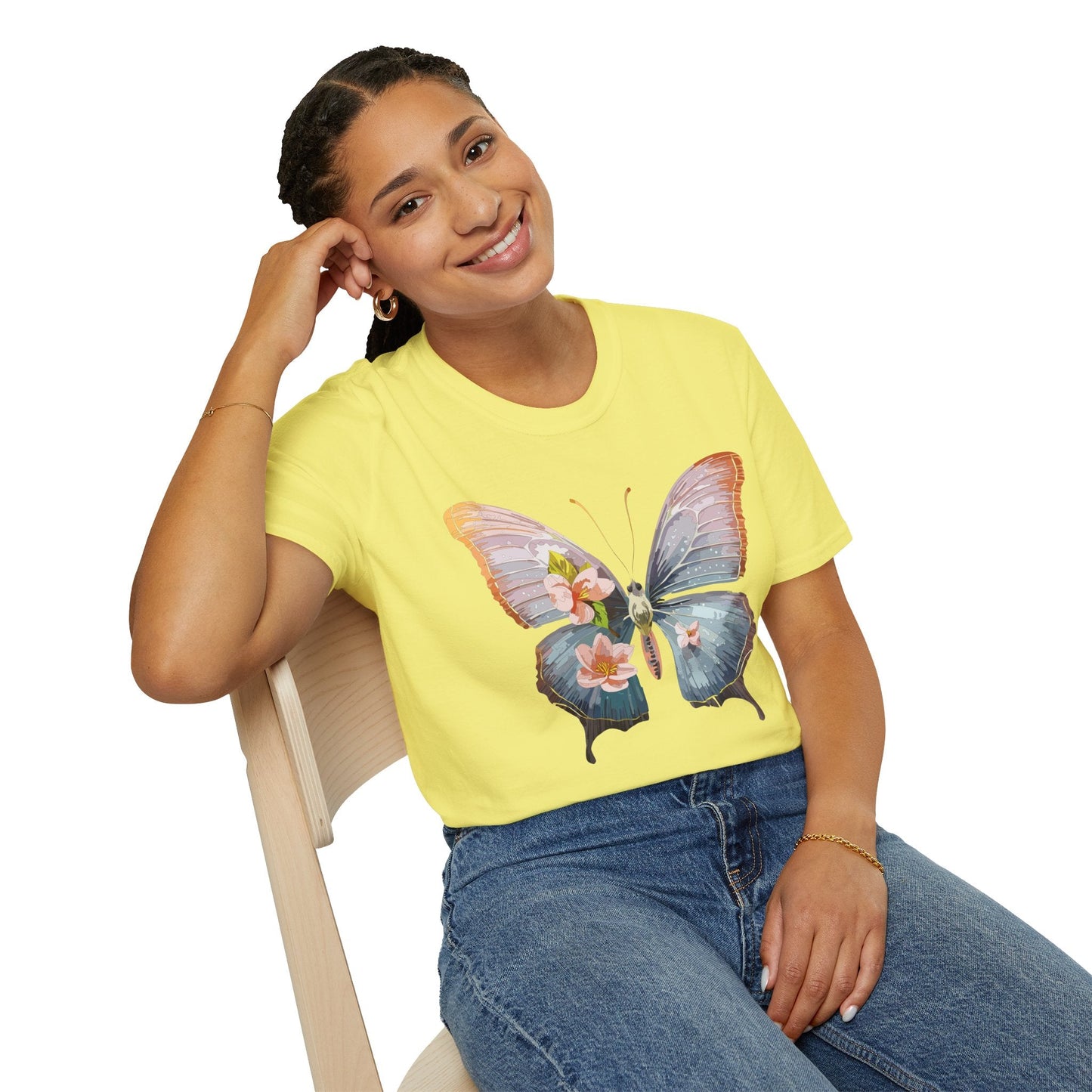 Butterfly Print T Shirt For Men Women Unisex Monarch Design Softstyle Cotton Tee