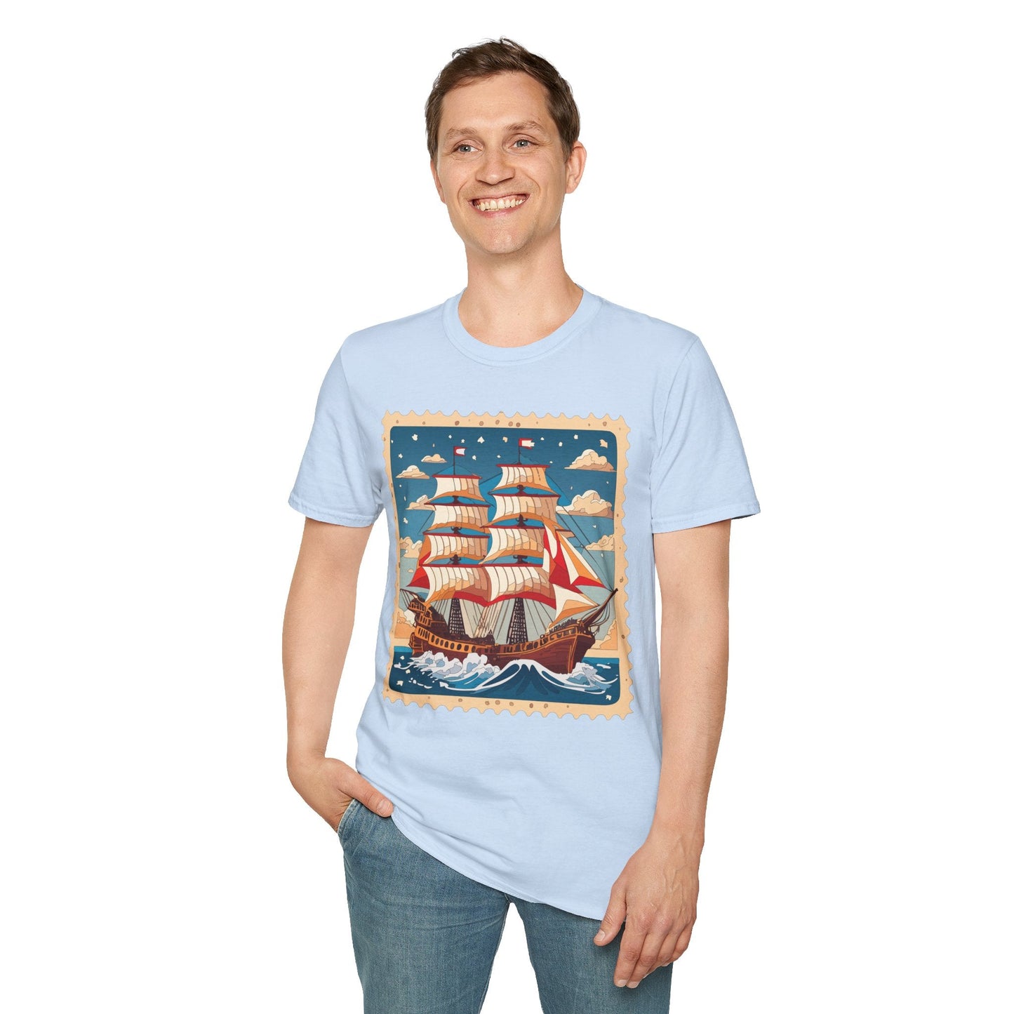 Ship T Shirt Unisex Frigate Vessel Tee Gildan Softstyle 64000 100 Percent Ring Spun Cotton