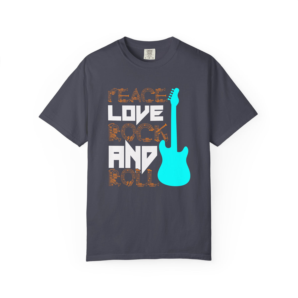 Love and Rock Guitar T-shirt Peace Rock Music Unisex Cotton Tee 078