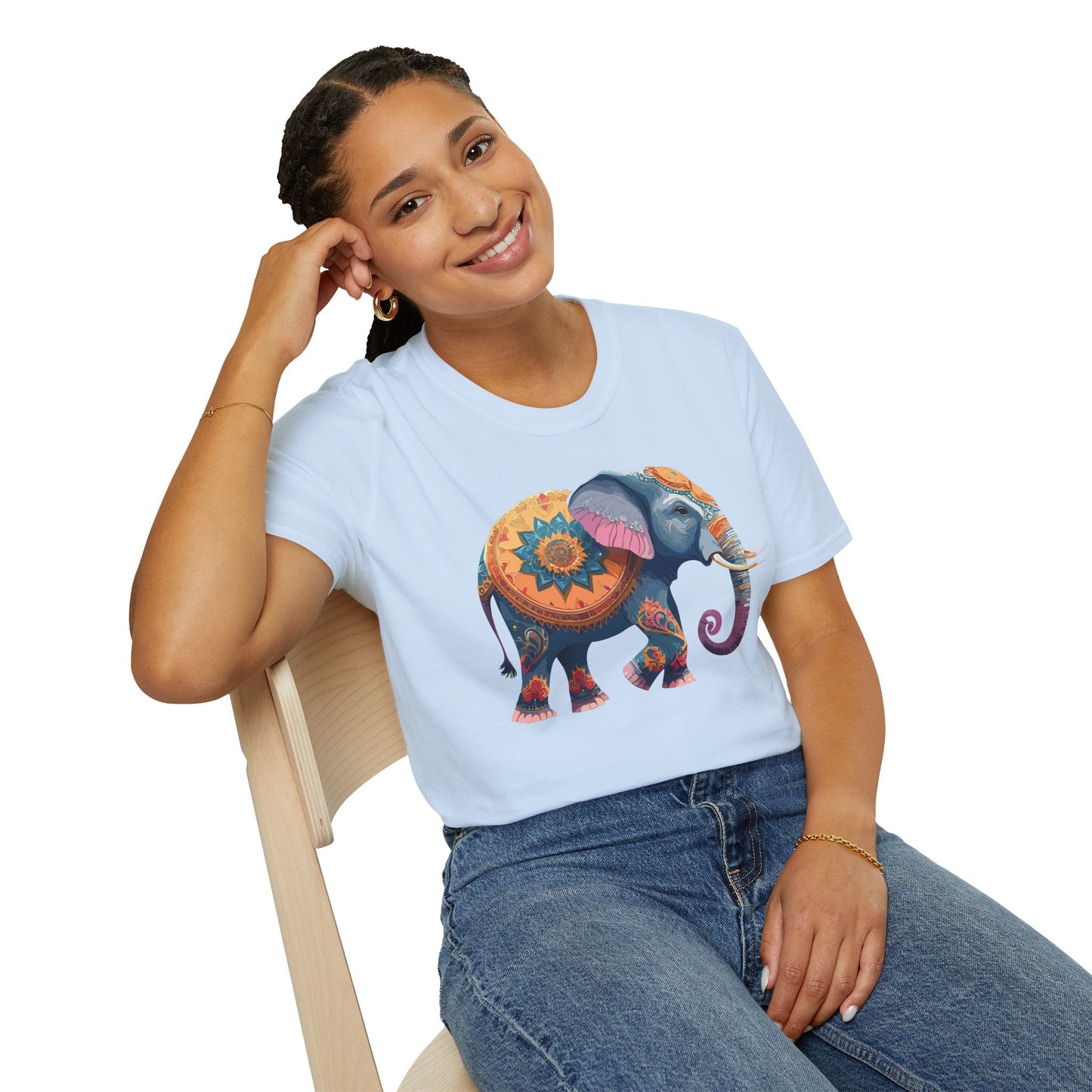 Elephant T Shirt Unisex Gildan Softstyle Tee 100 Percent Ring Spun Cotton Animal Shirt