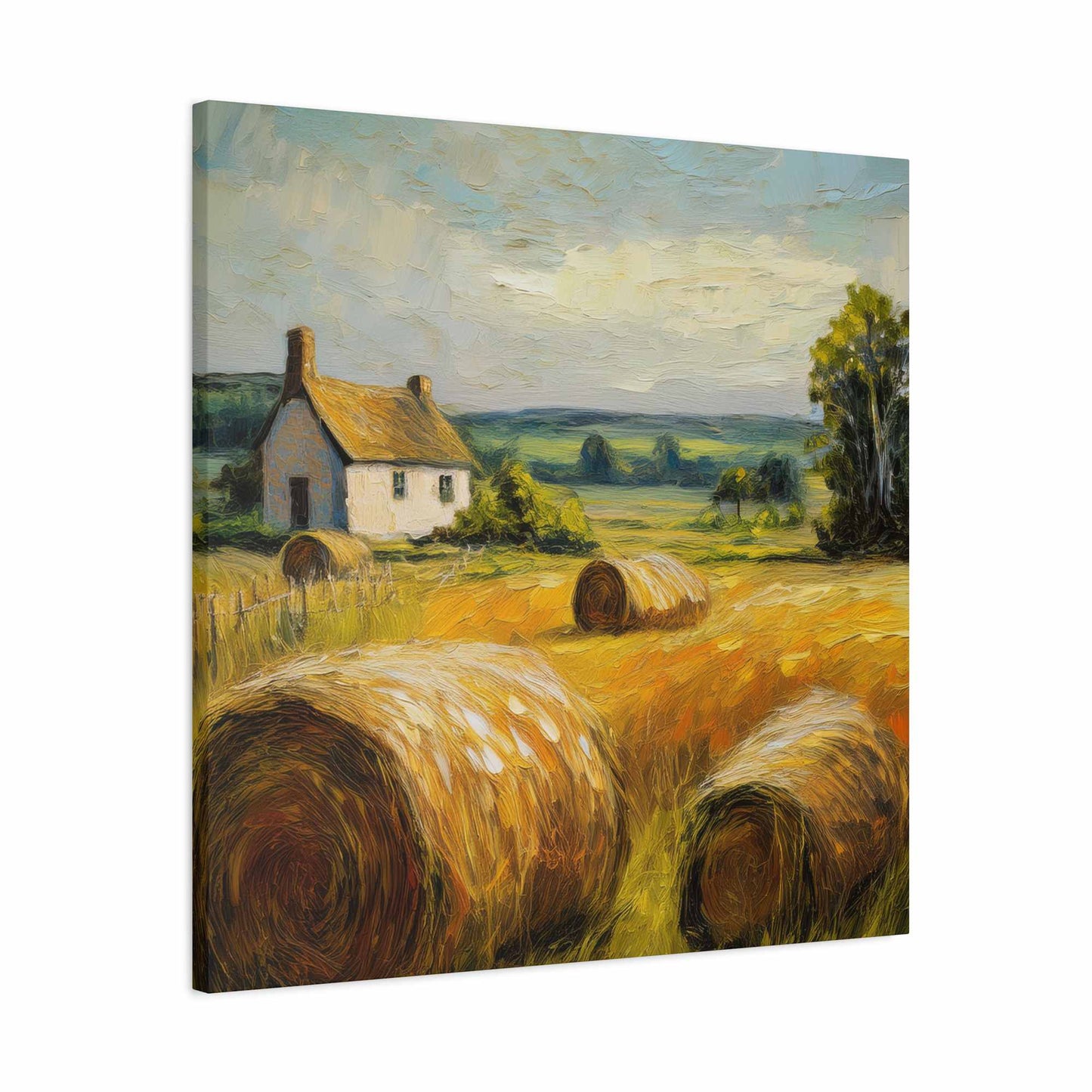 Countryside Print Canvas, Oil Paint Print 20x20, 24x24, 30x30, 32x32, 36x36 Art Design Print Pine-Wood Inner Frame MC-48