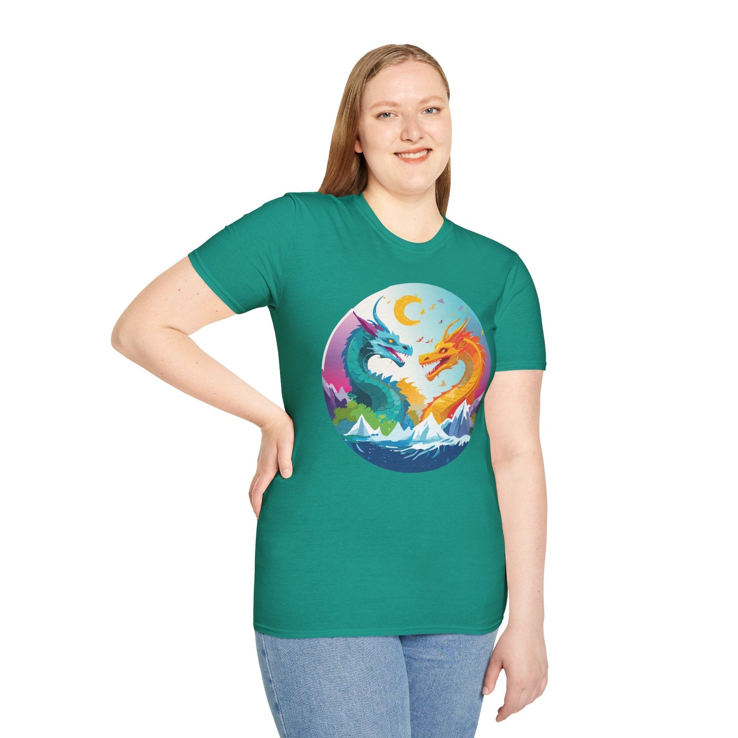 Dragon T Shirt Unisex Gildan Softstyle 64000 Tee Dragon Artwork Animal Print Shirt