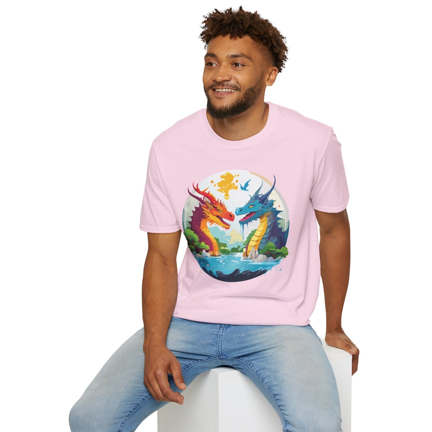 Dragon Graphic Unisex Cotton Softstyle Art Design Tee With Animals 16