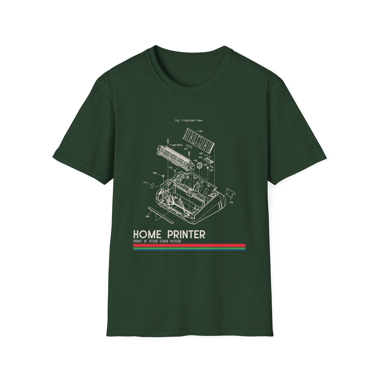 Unisex Cotton T-Shirt Vintage Home Printer Blueprint Tee Home Printer Works 4 Microdots Slogan
