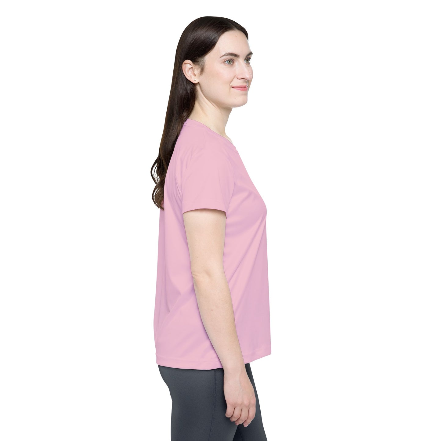 Pastel Petal Pink Women's Sports Jersey Short Sleeves 100% Poly Solid Ligh Pink Color Print Athletic Tee