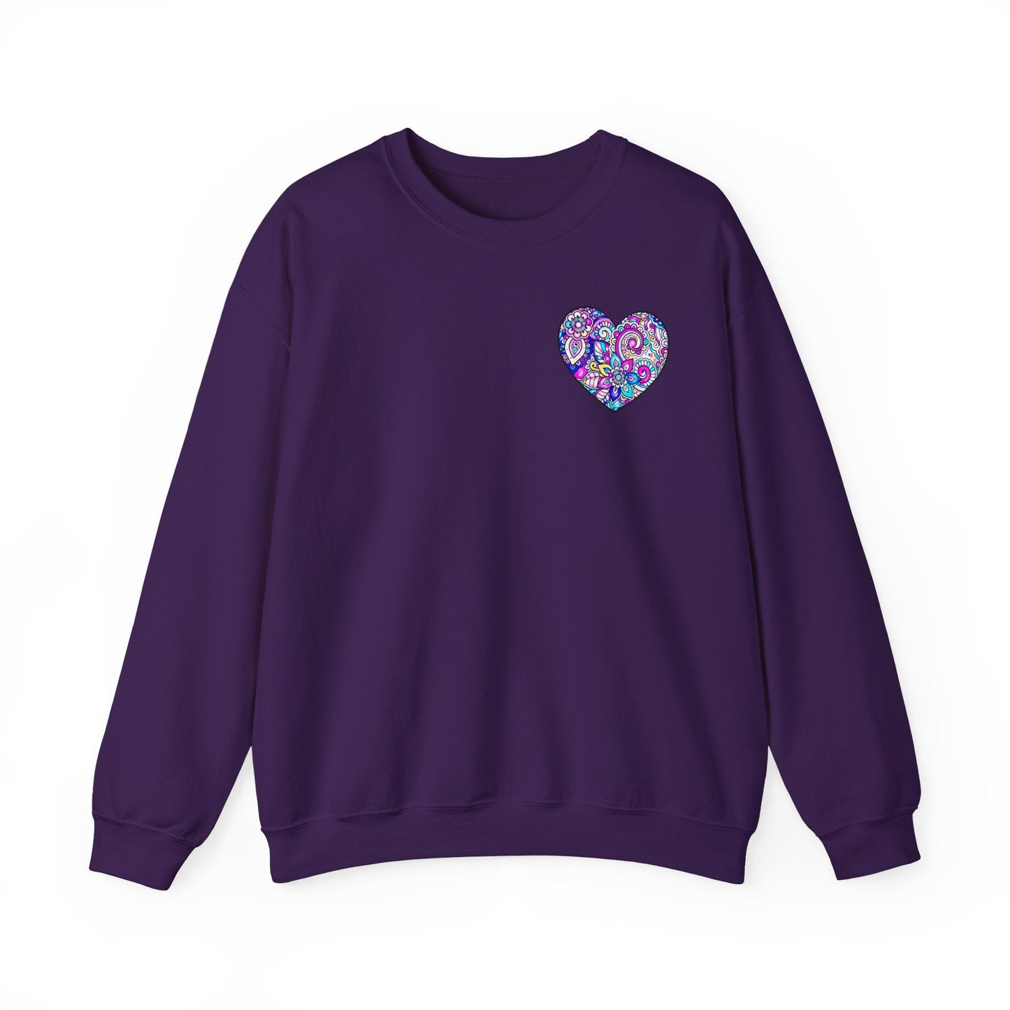 Floral Heart Sweatshirt Valentines Day Unisex Crewneck Gildan 18000 Heavy Blend Cotton Polyester