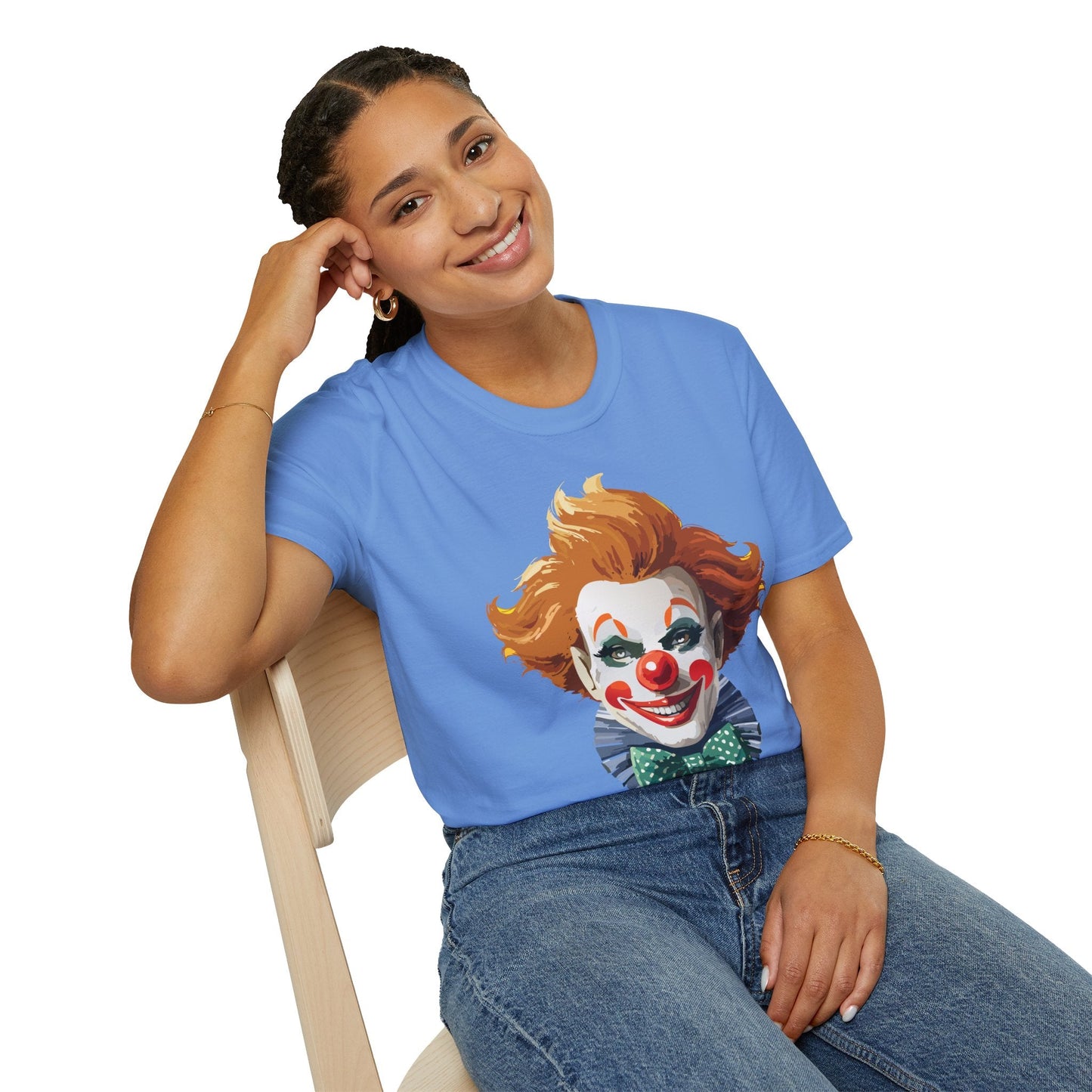 Clown Theme T Shirt Funny Man Circus Scary Man Unisex Gildan Softstyle Graphic Tee Everyday Wear