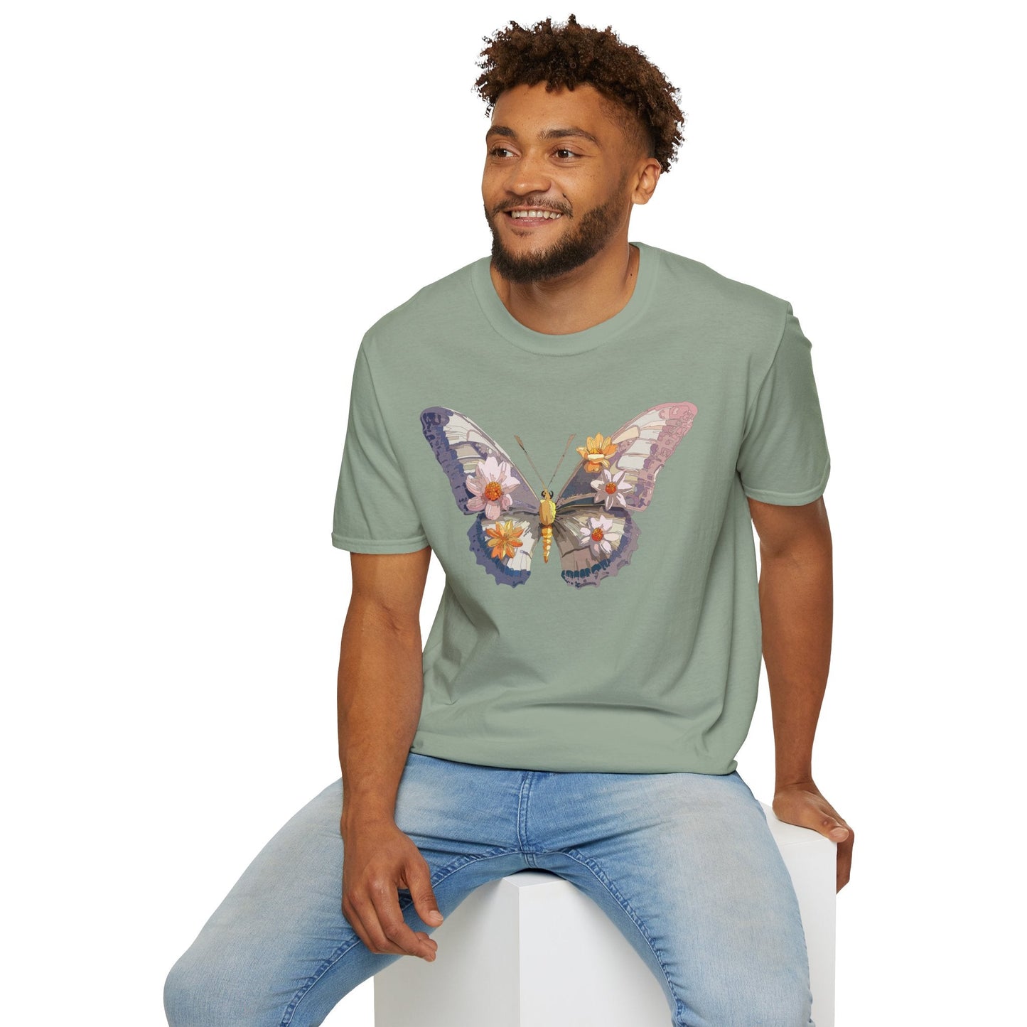 Butterfly Shirt Unisex Short Sleeve Tee Monarch Butterfly Design Gildan Softstyle 64000
