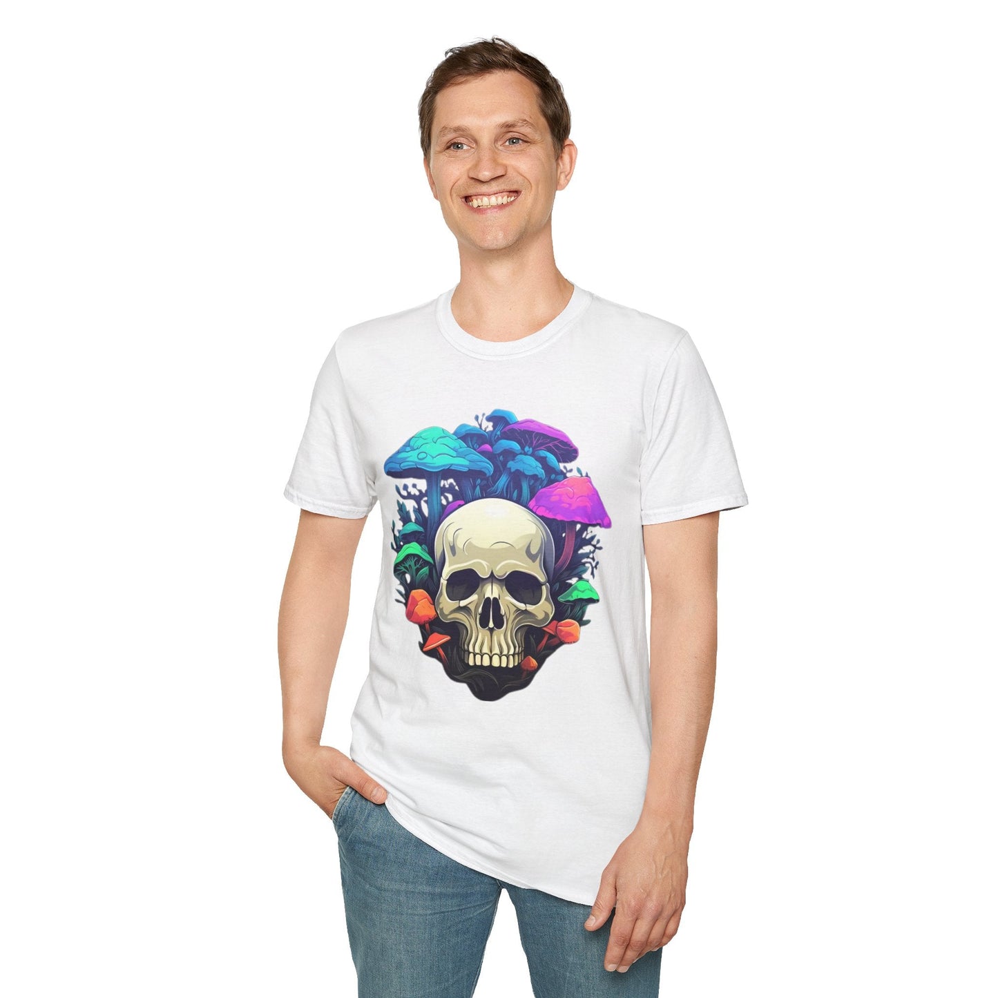 Unisex Skull Tee Shirt Short Sleeve Skeleton Design Gildan Softstyle Cotton Tee Shirt