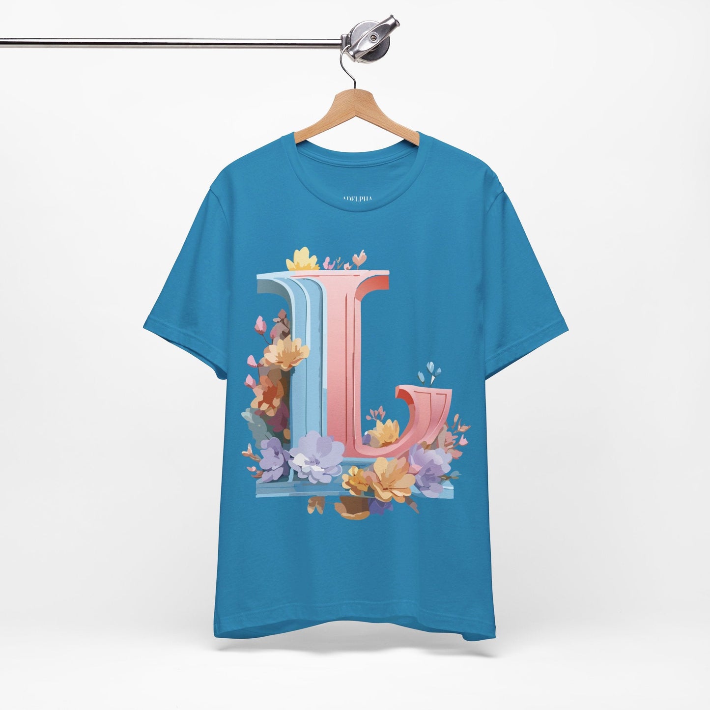 Letter L Shirt Graphic T Shirt Unisex Short Sleeve Vintage Inspired Artwork By Adelpha